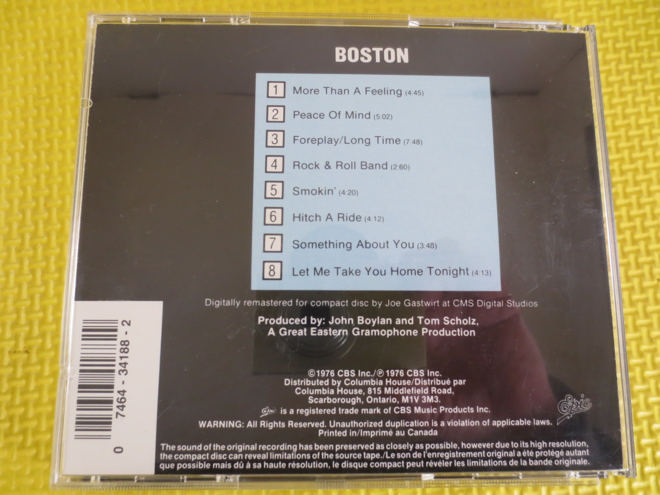 BOSTON, Debut Album, 1985 Compact Disc, Vintage Cd