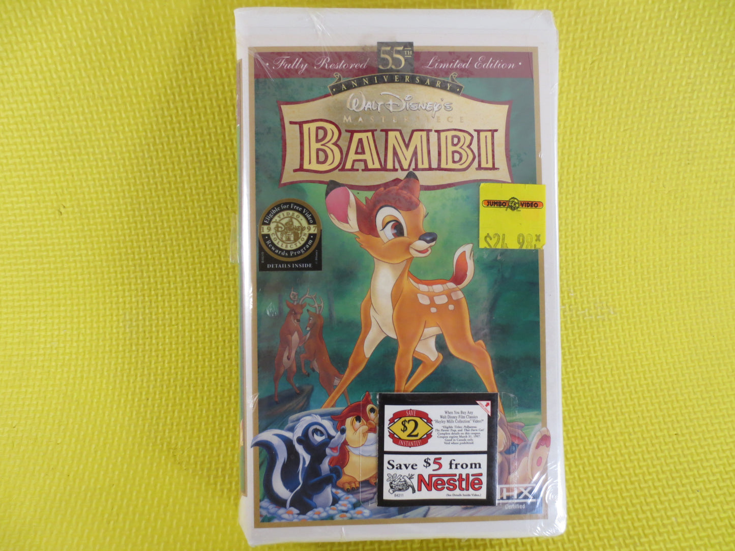 BAMBI, Factory SEALED, BAMBI Vhs Tape, 55 Anniversary, Rare Vhs 9505, Walt Disney Vhs, Disney Classic Vhs, World of Disney Vhs, Bambi Movie