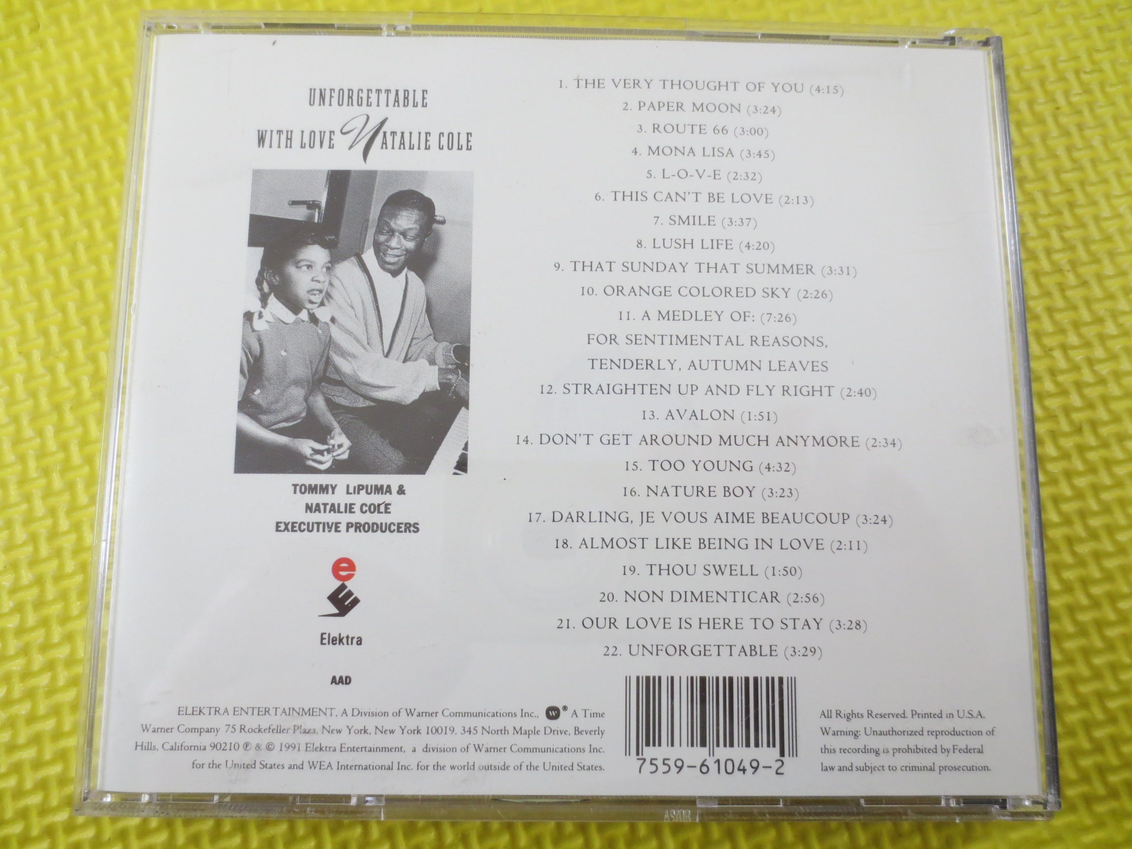 NATALIE COLE, Unforgettable, 1991 Compact Disc, Vintage Cd