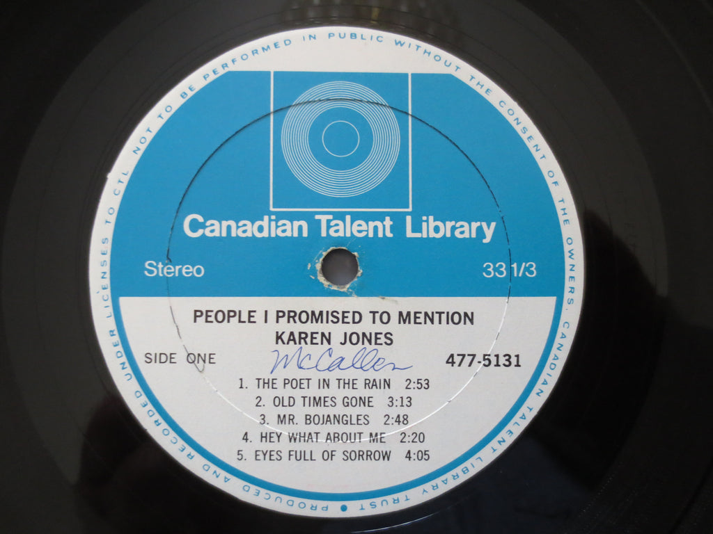 Karen Jones – People I Promised to Mention (1971) Vinyl LP
