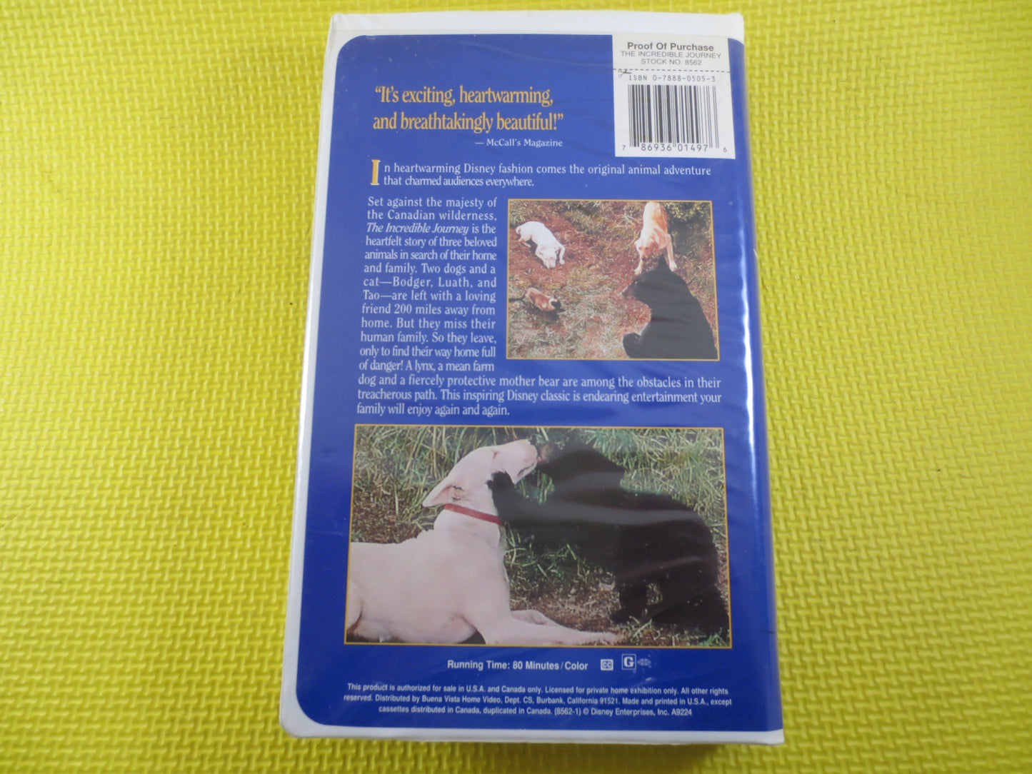 The INCREDIBLE JOURNEY, Rare Vhs 8562, DISNEY Video, Walt Disney Vhs, Incredible Journey, Vhs, Disney Classic Vhs, World of Disney, Disney