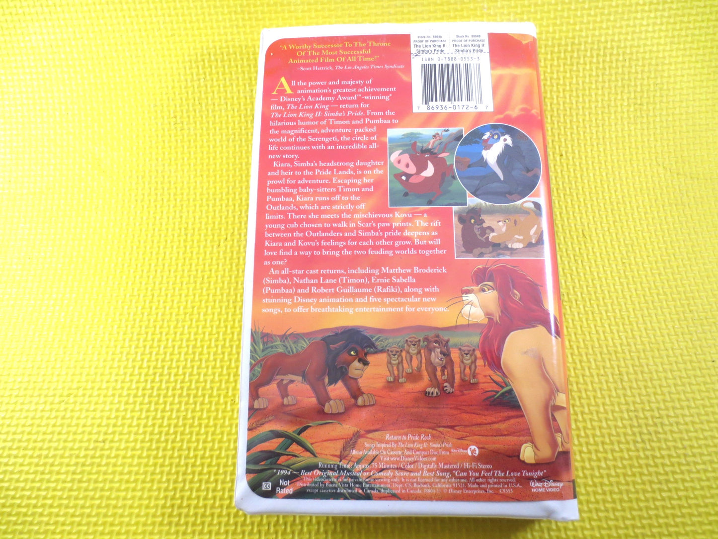 LION KING II, Simba's Pride, Rare Vhs 8804, Lion King Video, Walt Disney Vhs, Lion King Vhs, Disney Classic Vhs, World of Disney Vhs, Disney