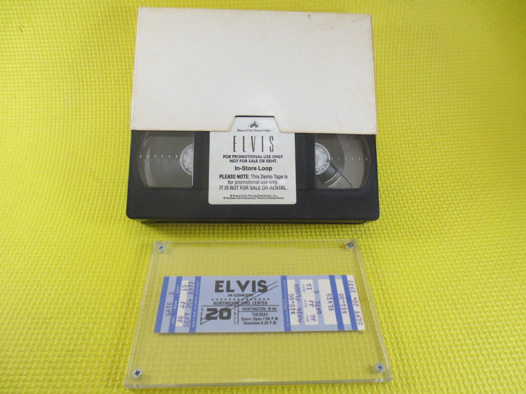 Elvis Presley – 1977 Concert Ticket & Rare Promo Store Demo VHS Loop Tape