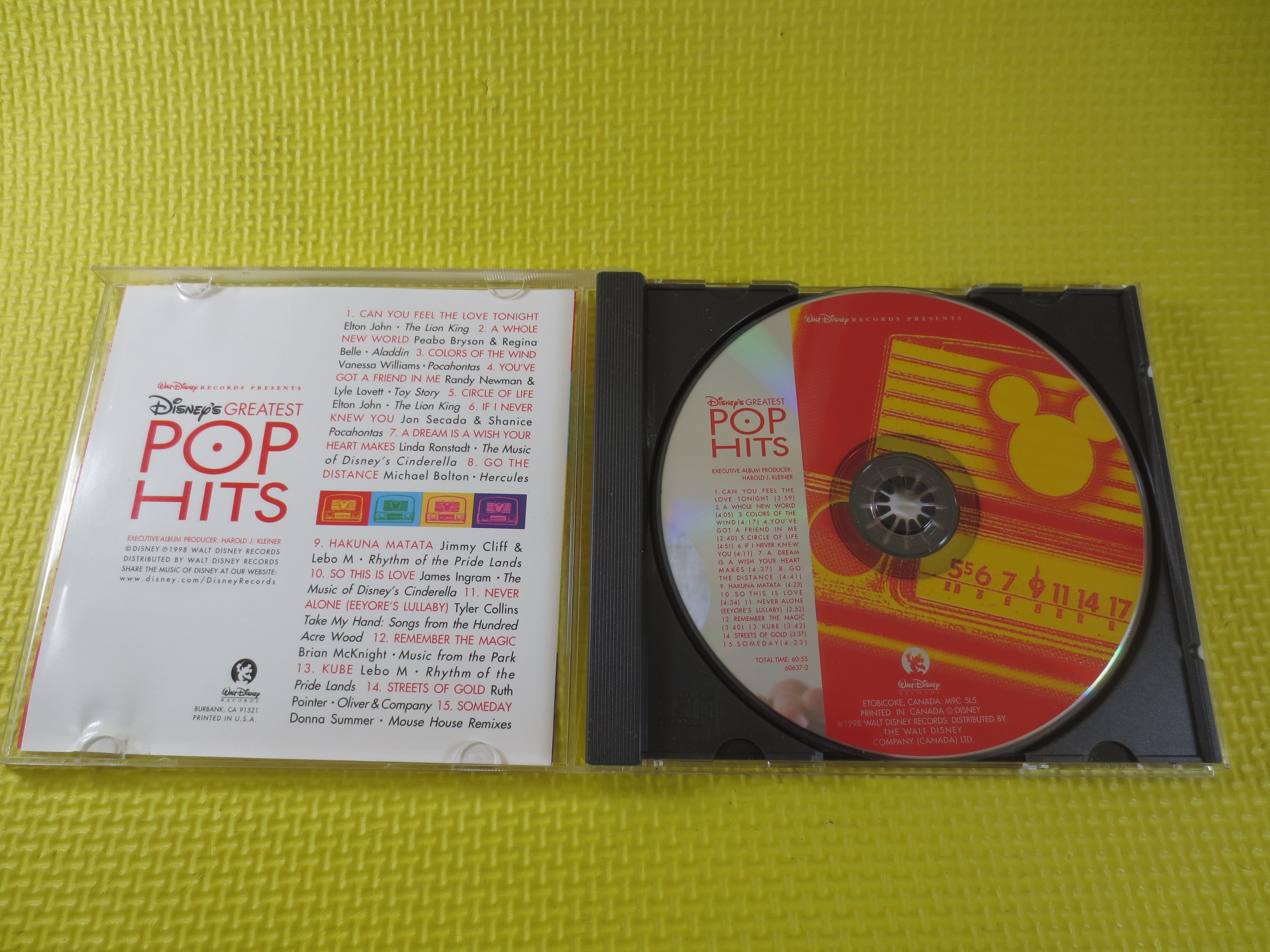 DISNEY's GREATEST Pop HITS, 1998 Compact Disc, Vintage Cd