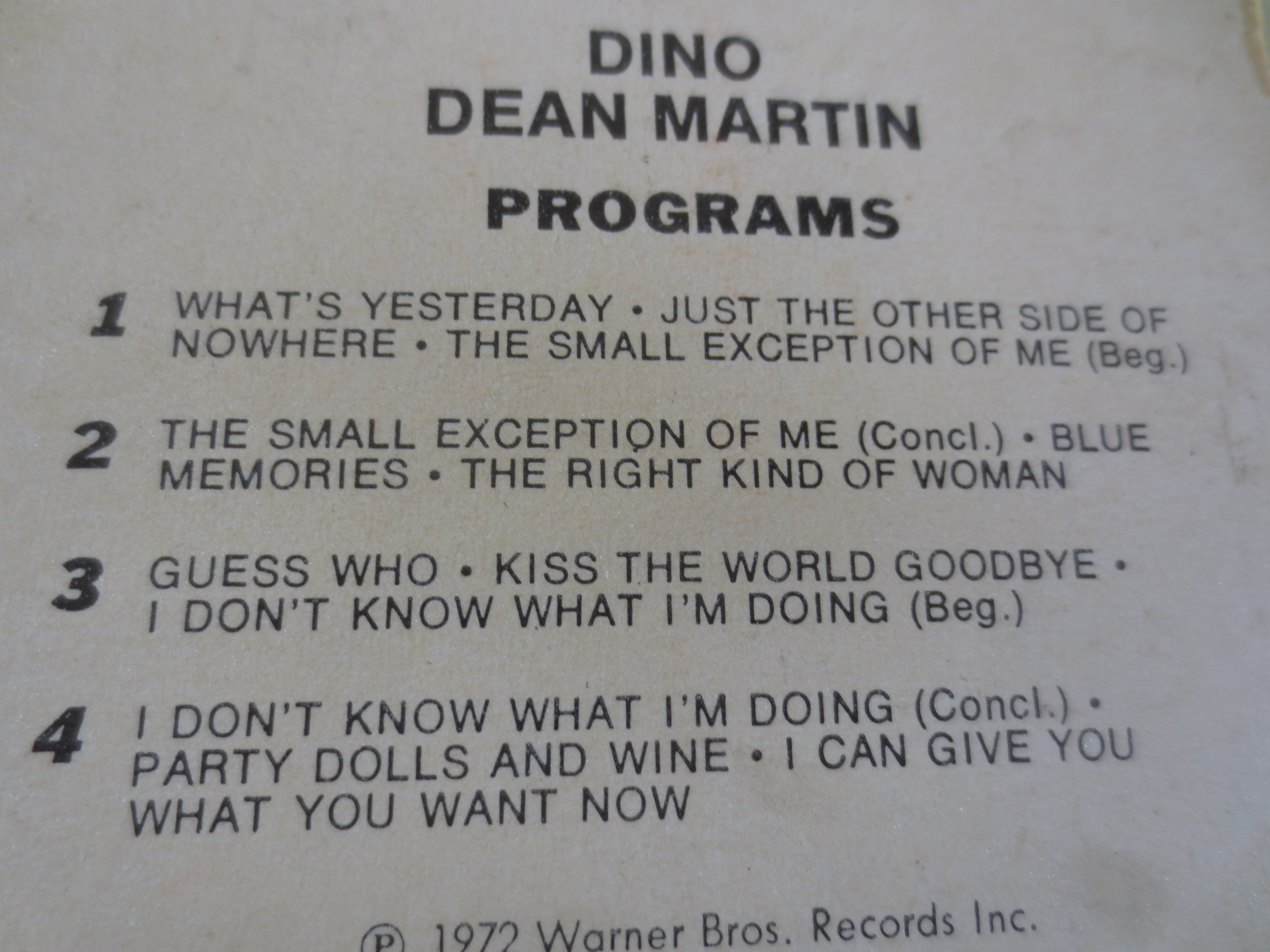 Dean Martin – Dino: Greatest Hits (1972) 8-Track