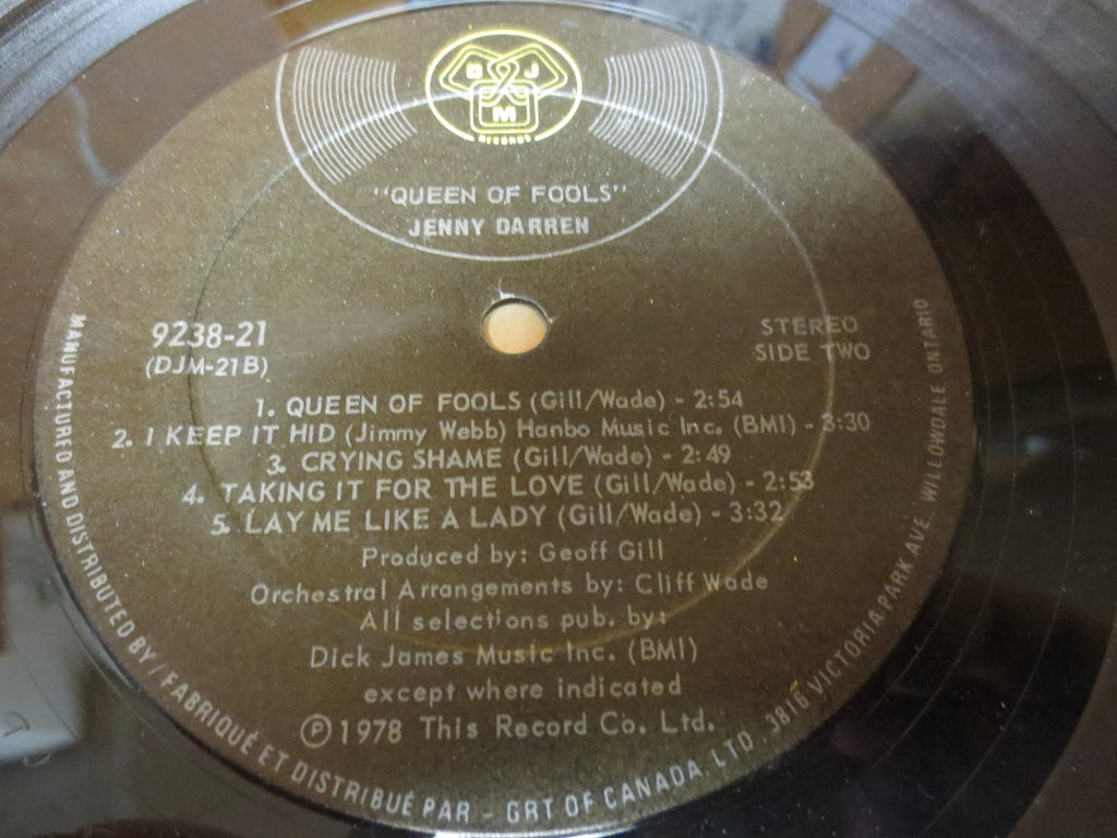 JENNY DARREN, Queen of Fools, Vintage Album, 1978 Record, Vinyl Lp