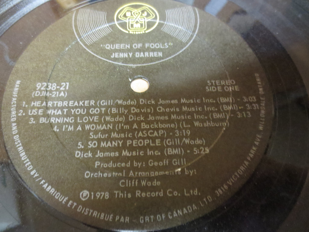 JENNY DARREN, Queen of Fools, Vintage Album, 1978 Record, Vinyl Lp