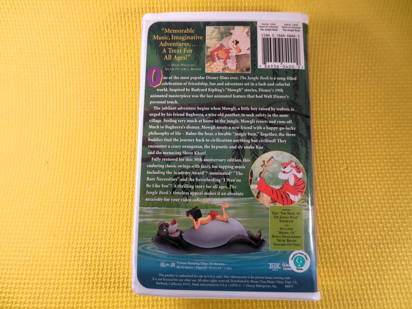 The JUNGLE BOOK, Rare Vhs 11070, The Jungle Book Video, Walt Disney Vhs, The Jungle Book Vhs, Disney Classic Vhs, Disney Vhs, Disney Movies