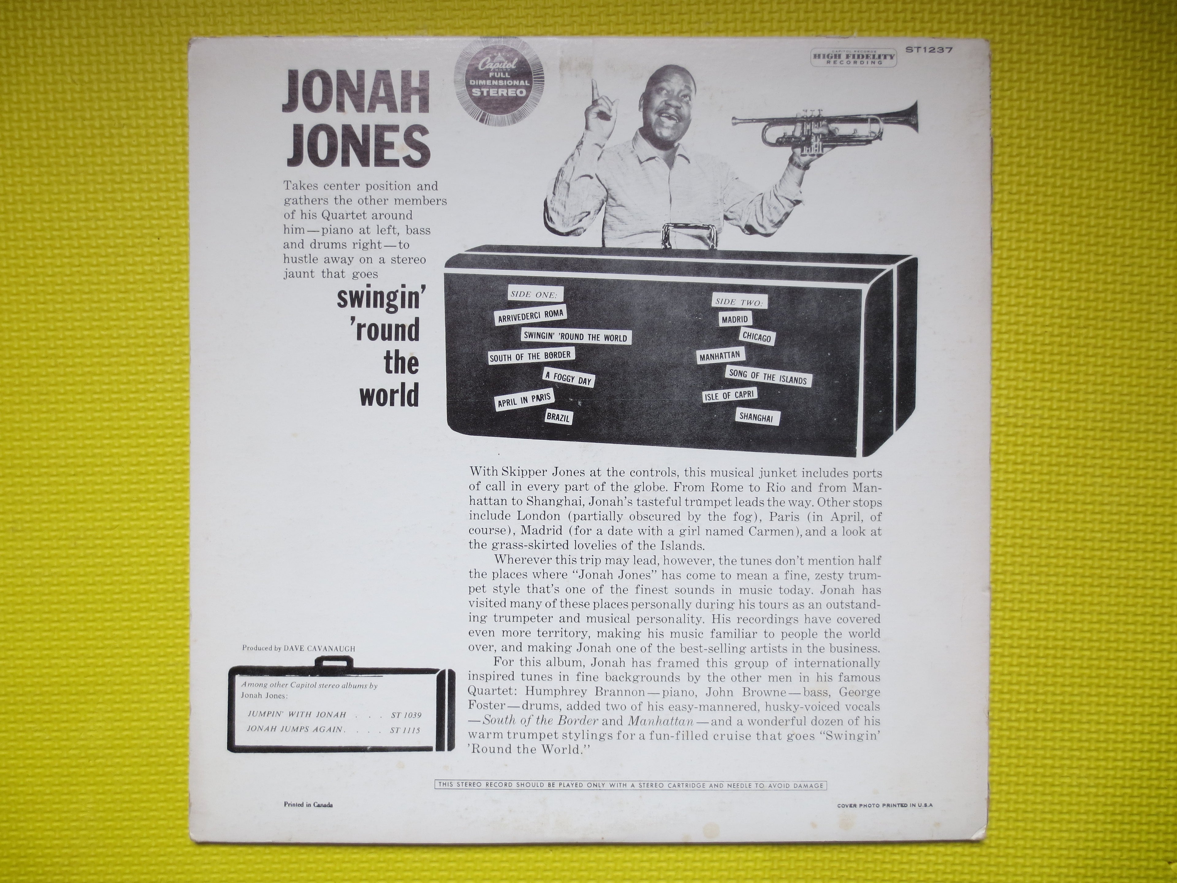 JONAH JONES Quartet, SWINGIN', Vintage Jazz, Jonah Jones Records, Jonah Jones Album, Jonah Jones Lp, Jazz Lp, 1959 Records