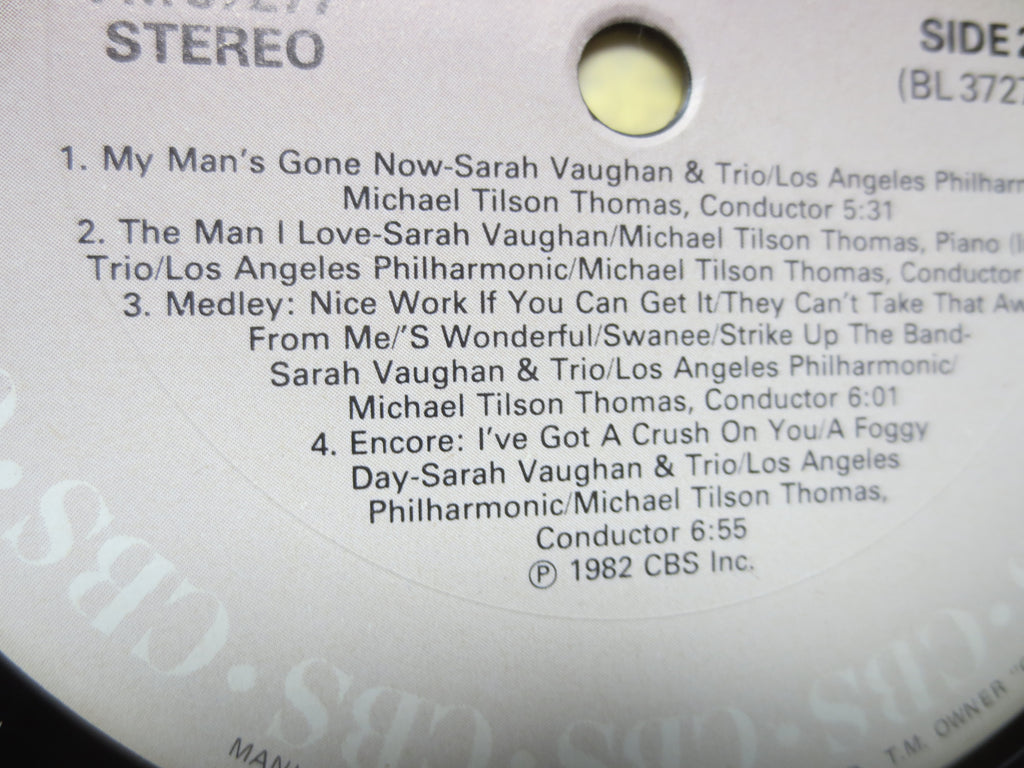 SARAH VAUGHAN, Gershwin Live, Vintage Album, 1982 Record, Vinyl Lp