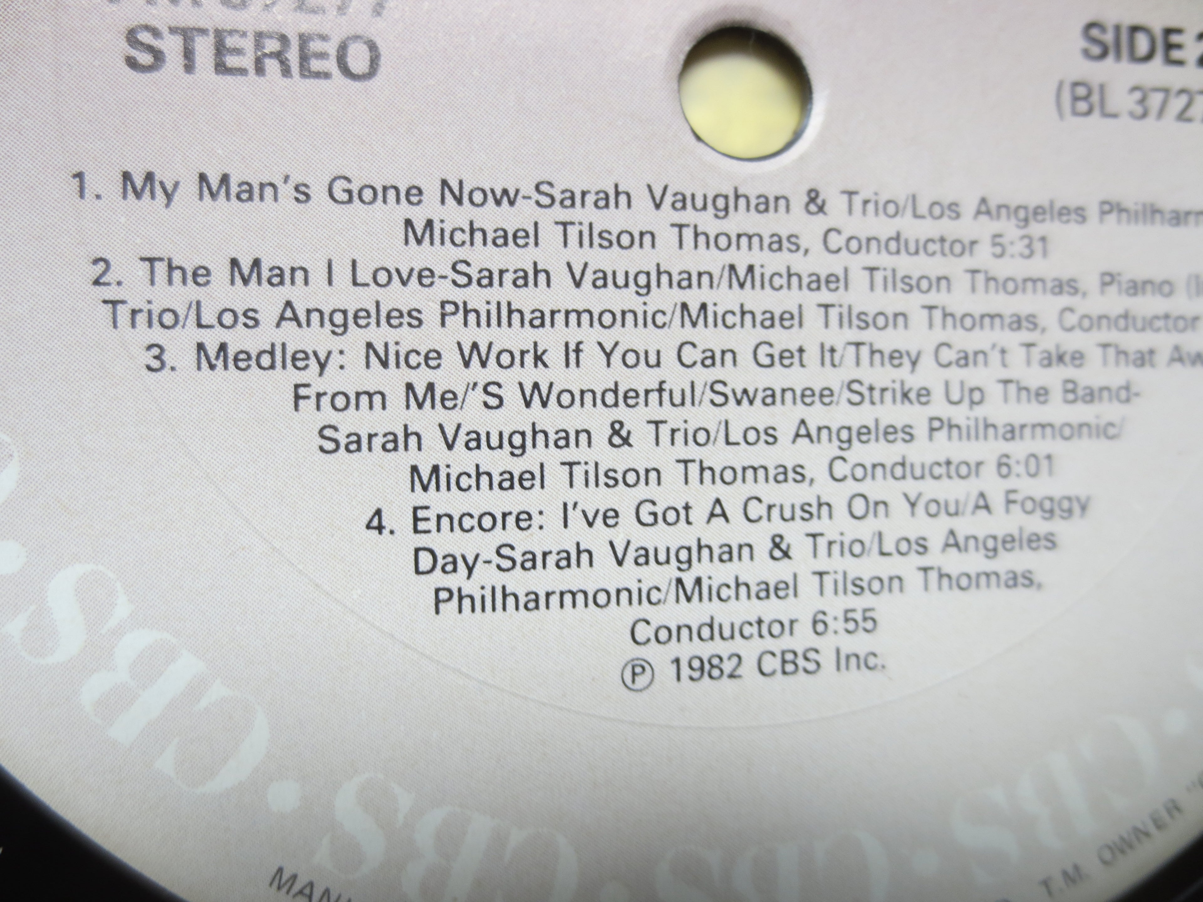 SARAH VAUGHAN, Gershwin Live, Vintage Album, 1982 Record, Vinyl Lp