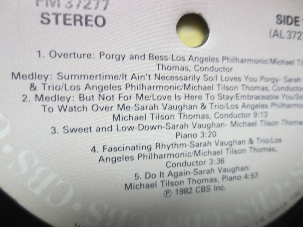 SARAH VAUGHAN, Gershwin Live, Vintage Album, 1982 Record, Vinyl Lp