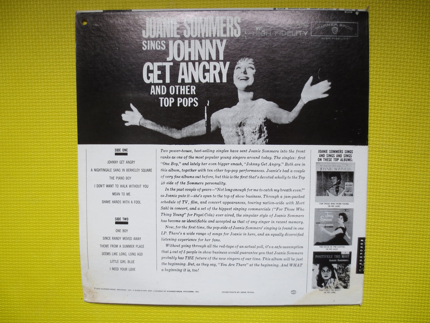 JOANIE SOMMERS, Johnny GET Angry, Joanie Sommers Album, Joanie Sommers Lp, 60s Lps, Pop Music Albums, 60s Lp, 1962 Records