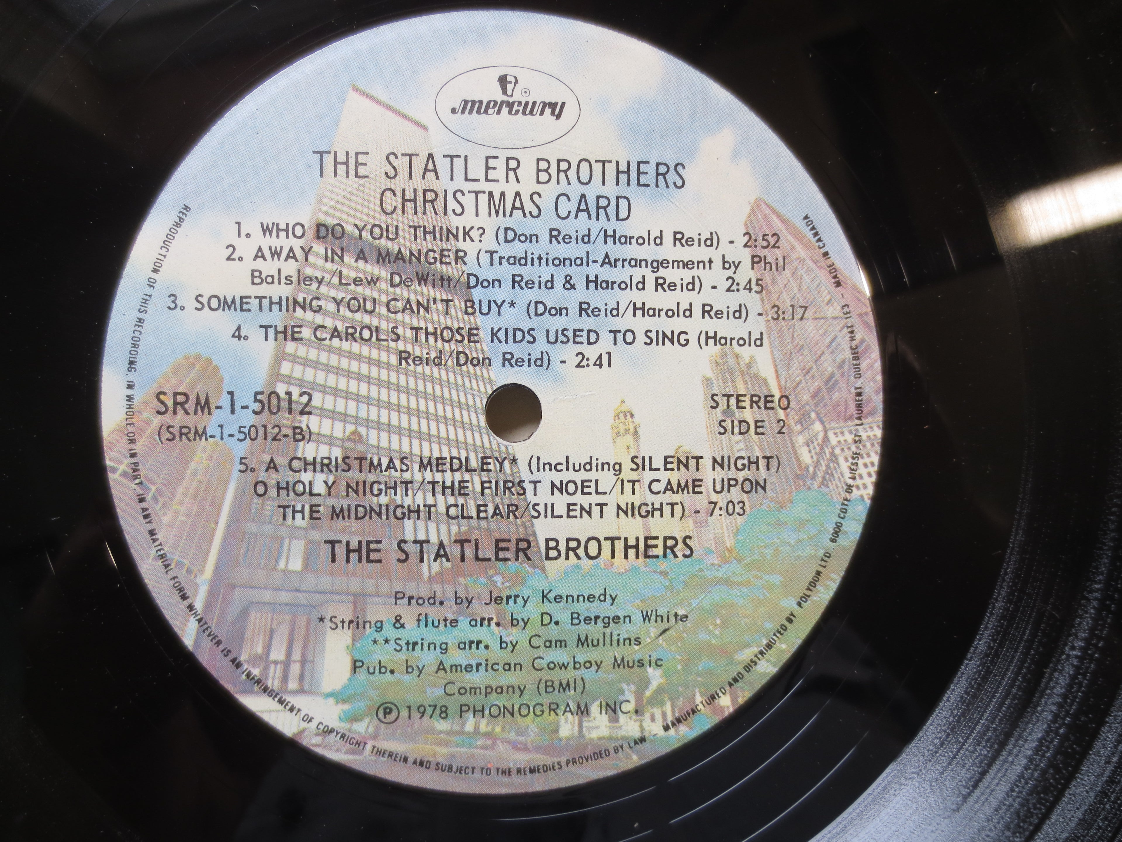 The STATLER BROTHERS, Christmas Card, Vintage Album, 1978 Record, Vinyl Lp
