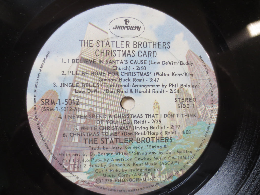 The STATLER BROTHERS, Christmas Card, Vintage Album, 1978 Record, Vinyl Lp