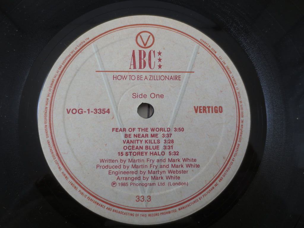 ABC – How to Be a Zillionaire! (1985) Vinyl LP