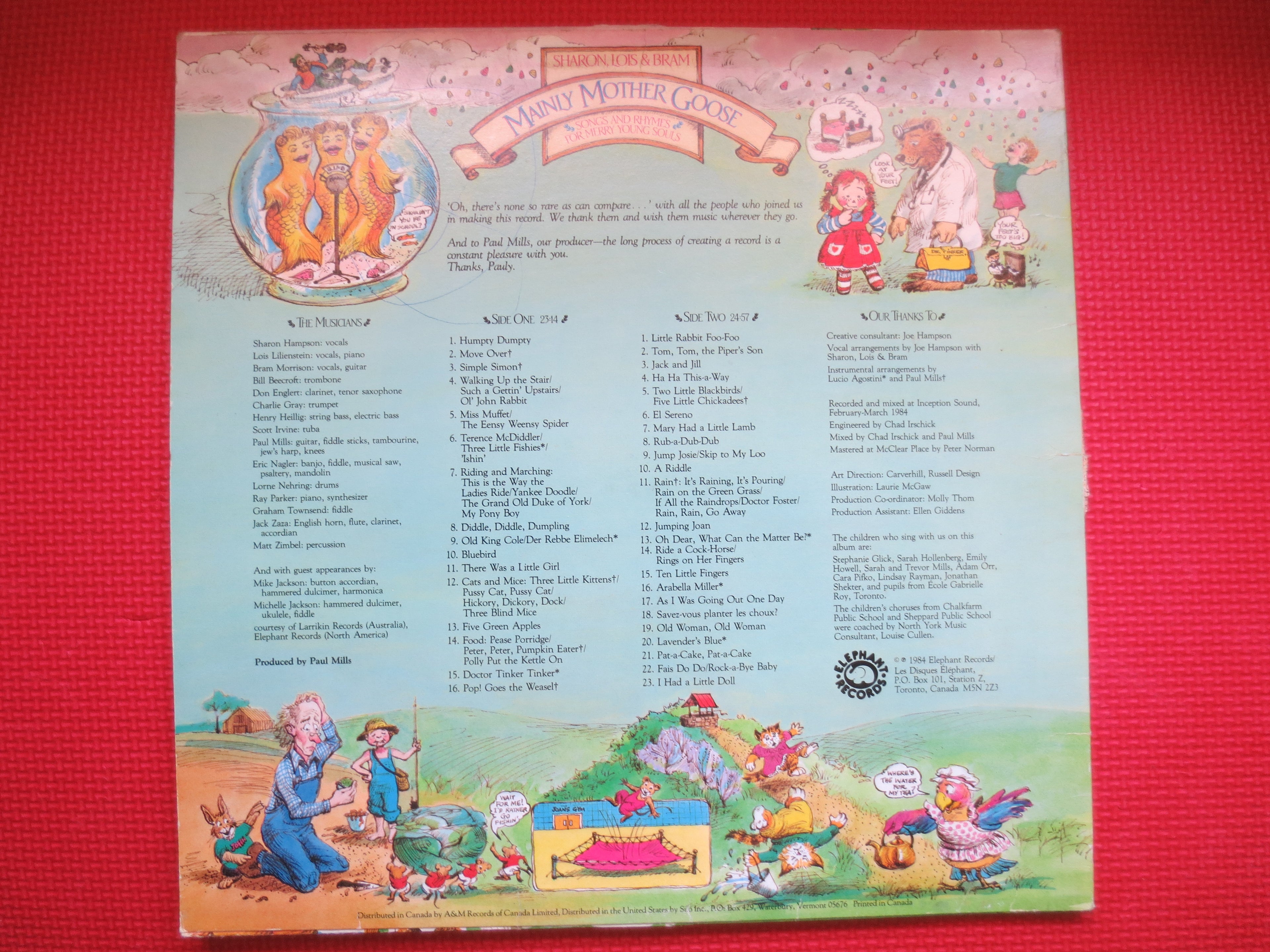 SHARON, LOIS & BRAM, Mainly Mother Goose, Vintage Album, 1984 Record, Vinyl Lp
