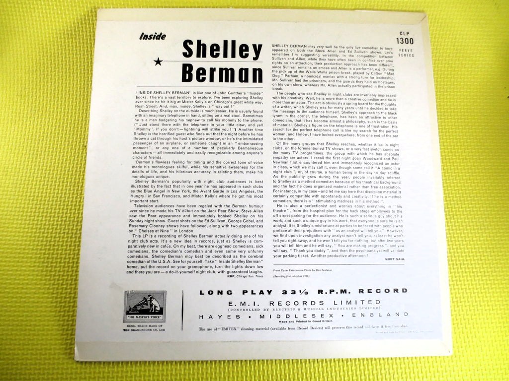 Shelley Berman – Inside Shelley Berman (1958) Vinyl LP