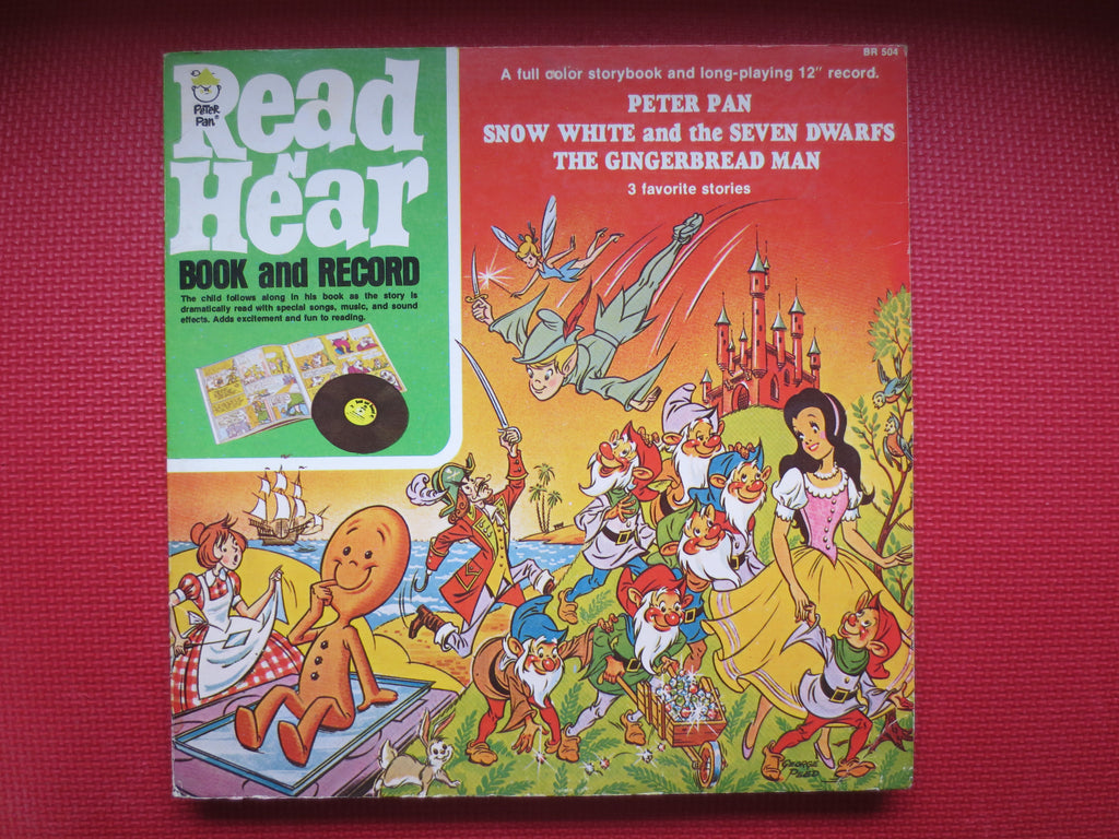 PETER PAN, Snow White, Gingerbread Man, 1977 Record, Vintage Children's Record