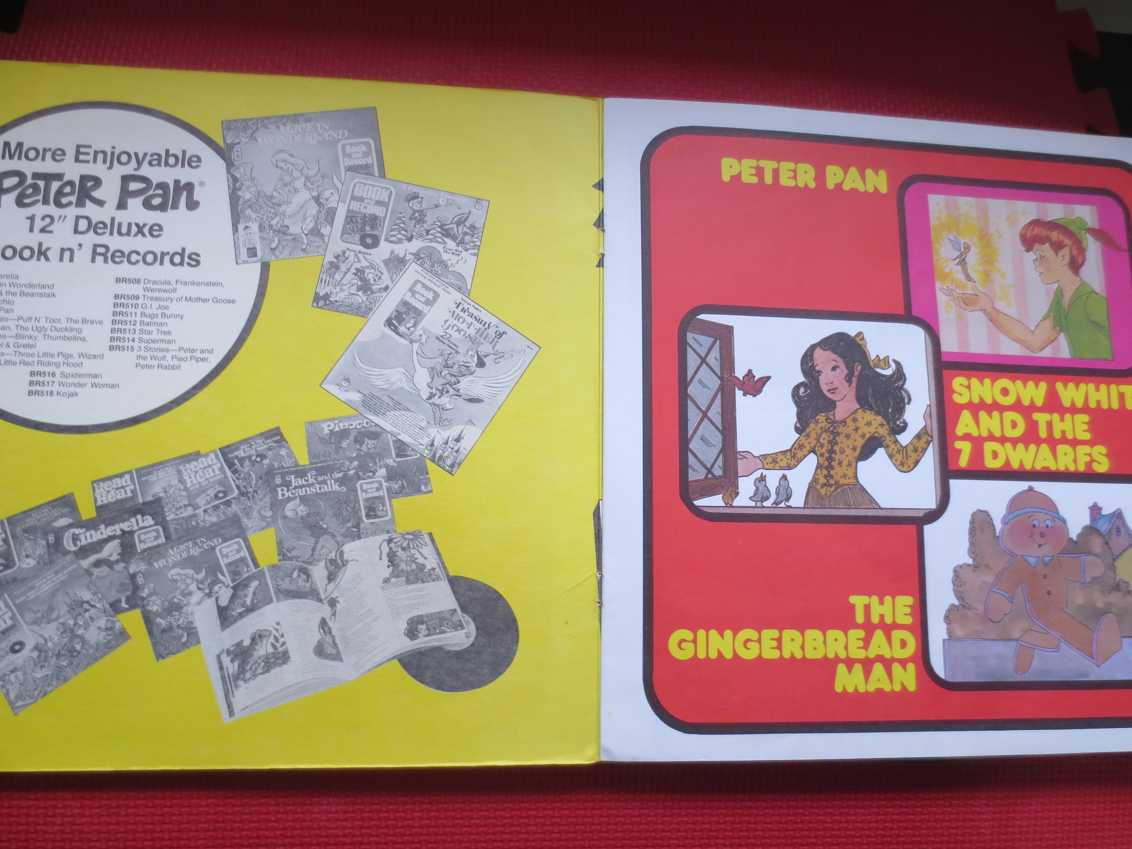 PETER PAN, Snow White, Gingerbread Man, 1977 Record, Vintage Children's Record