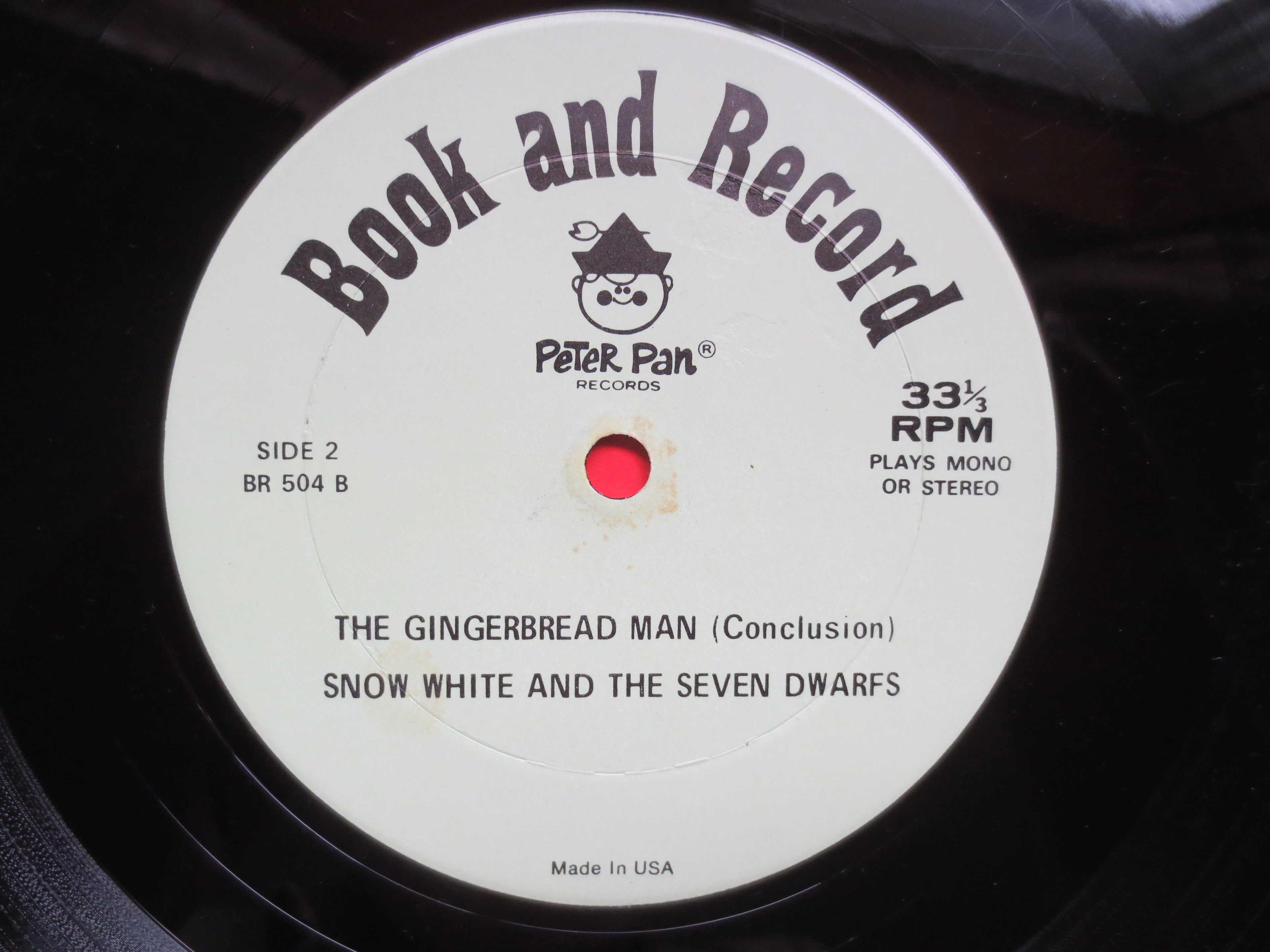 PETER PAN, Snow White, Gingerbread Man, 1977 Record, Vintage Children's Record