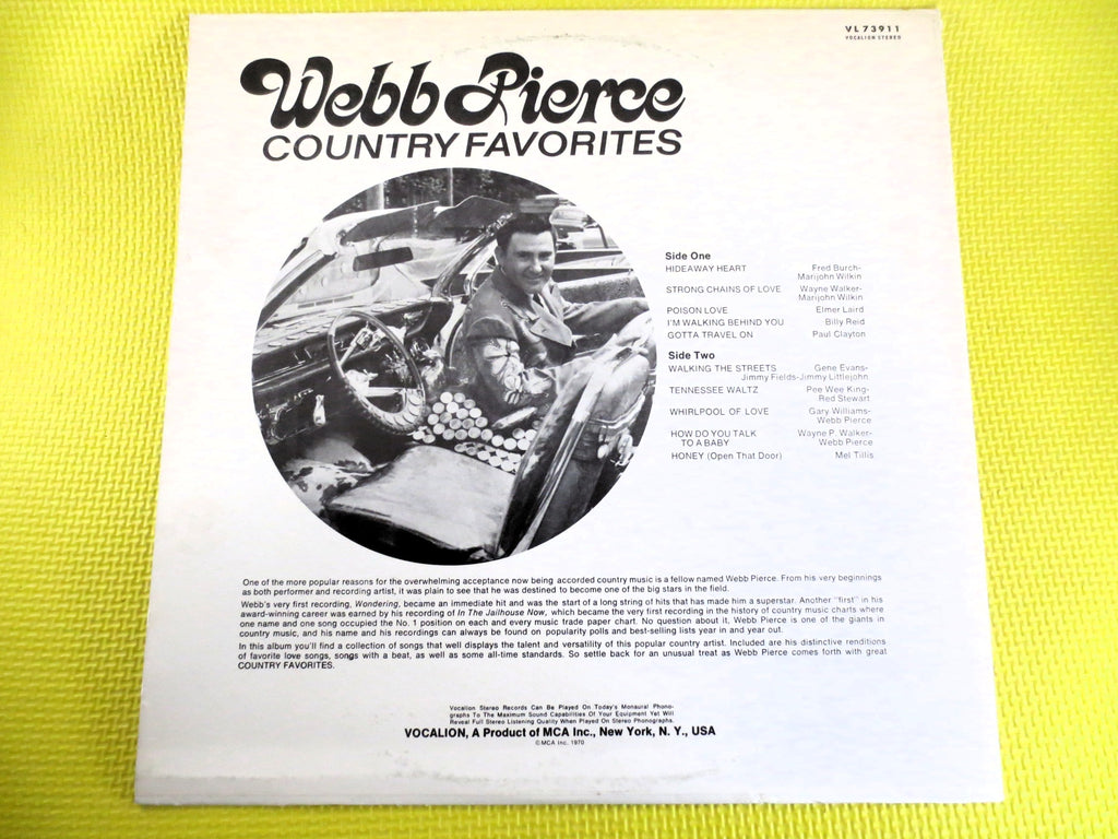 Webb Pierce – Country Favorites (1965) Vinyl LP