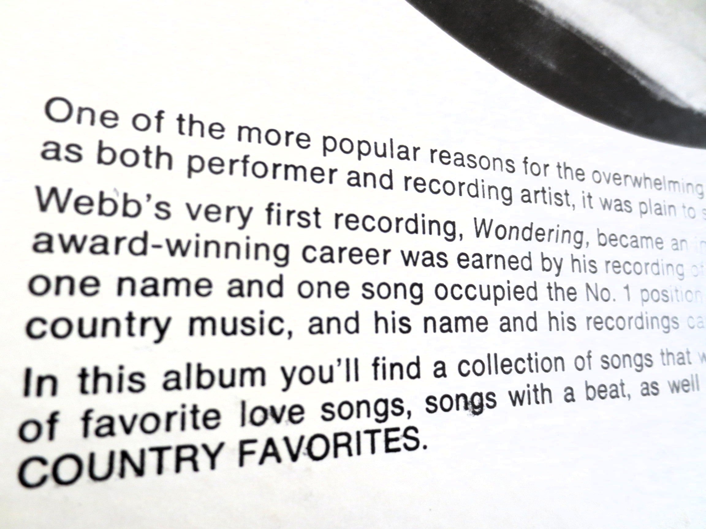 WEBB PIERCE, Country FAVORITES, Country Records, Webb Pierce Records, Webb Pierce Albums, Webb Pierce Vinyl, Vintage Records, 1965 Records