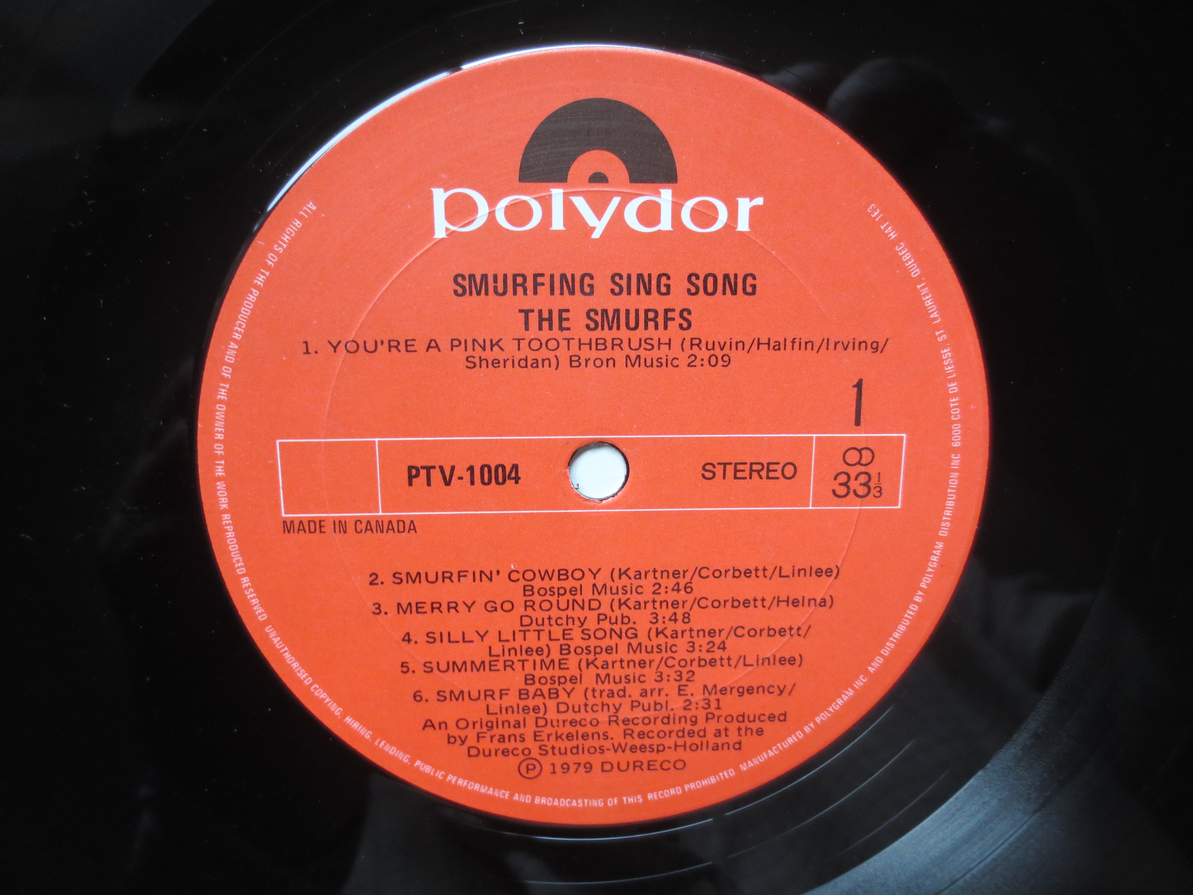 The Smurfs – Smurfing Sing Song (1980) Vinyl LP