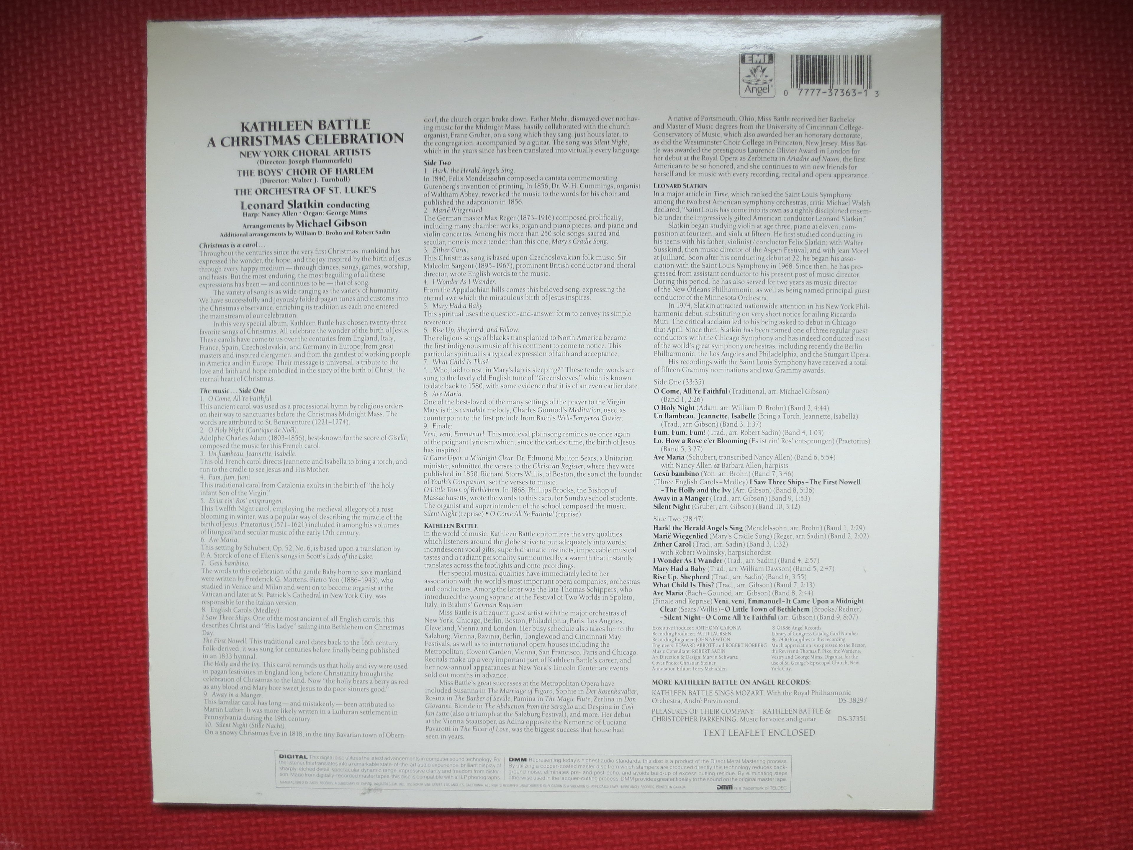 KATHLEEN BATTLE, Christmas Celebration, Vintage Album, 1986 Record, Vinyl Lp