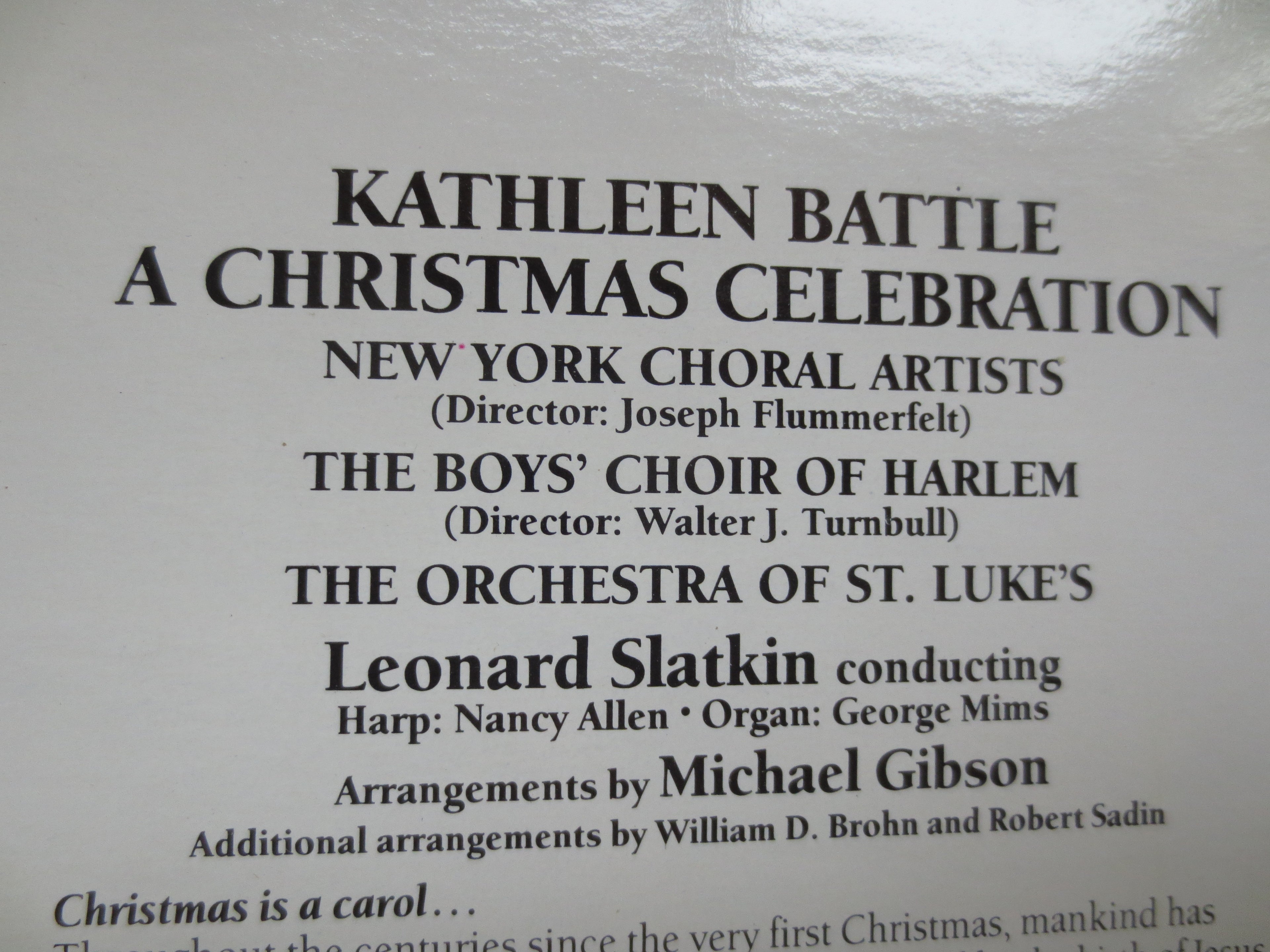 KATHLEEN BATTLE, Christmas Celebration, Vintage Album, 1986 Record, Vinyl Lp