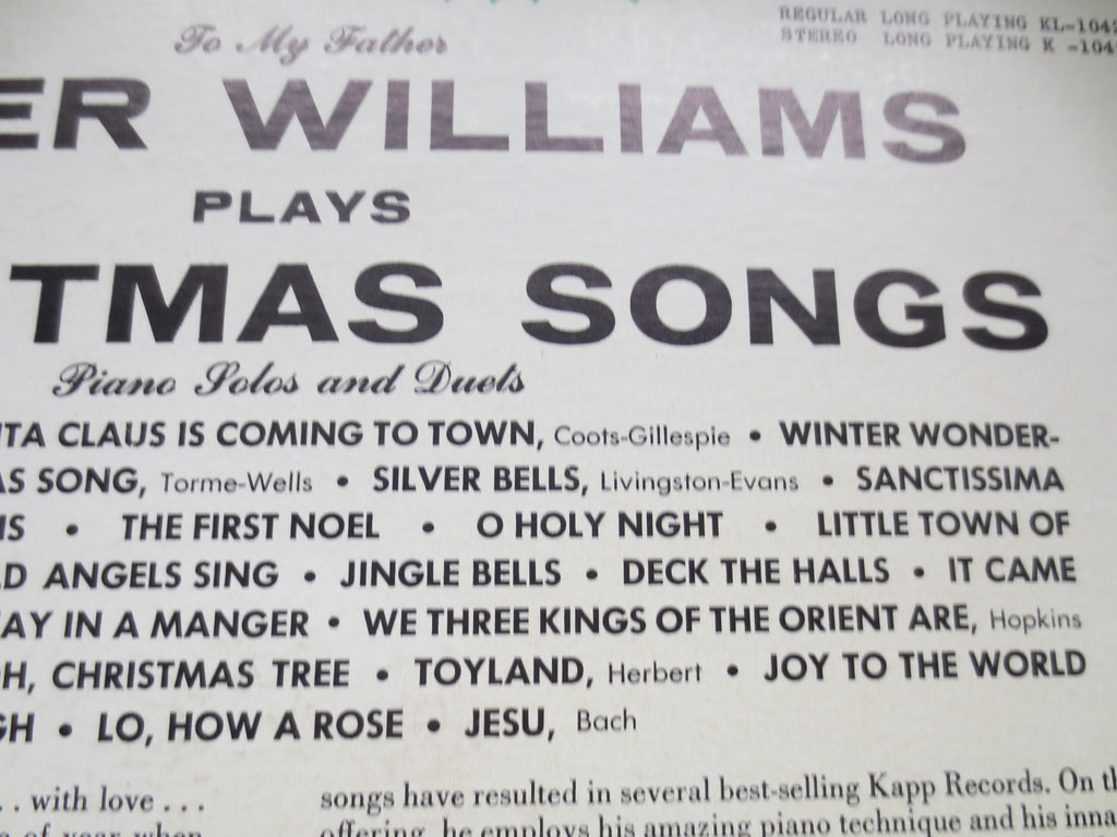 Roger Williams – Christmas Songs (1956) Vinyl LP