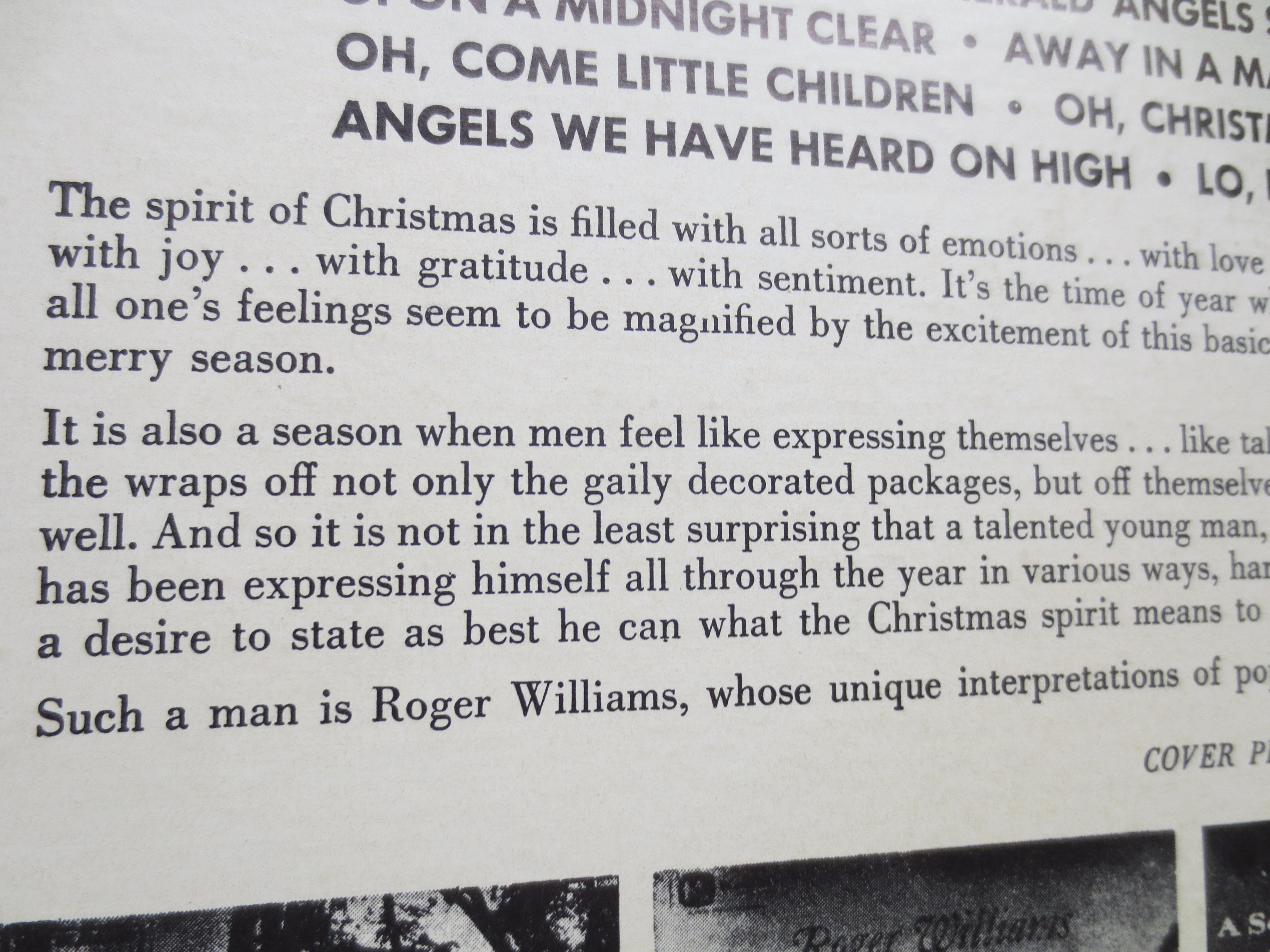 Roger Williams – Christmas Songs (1956) Vinyl LP