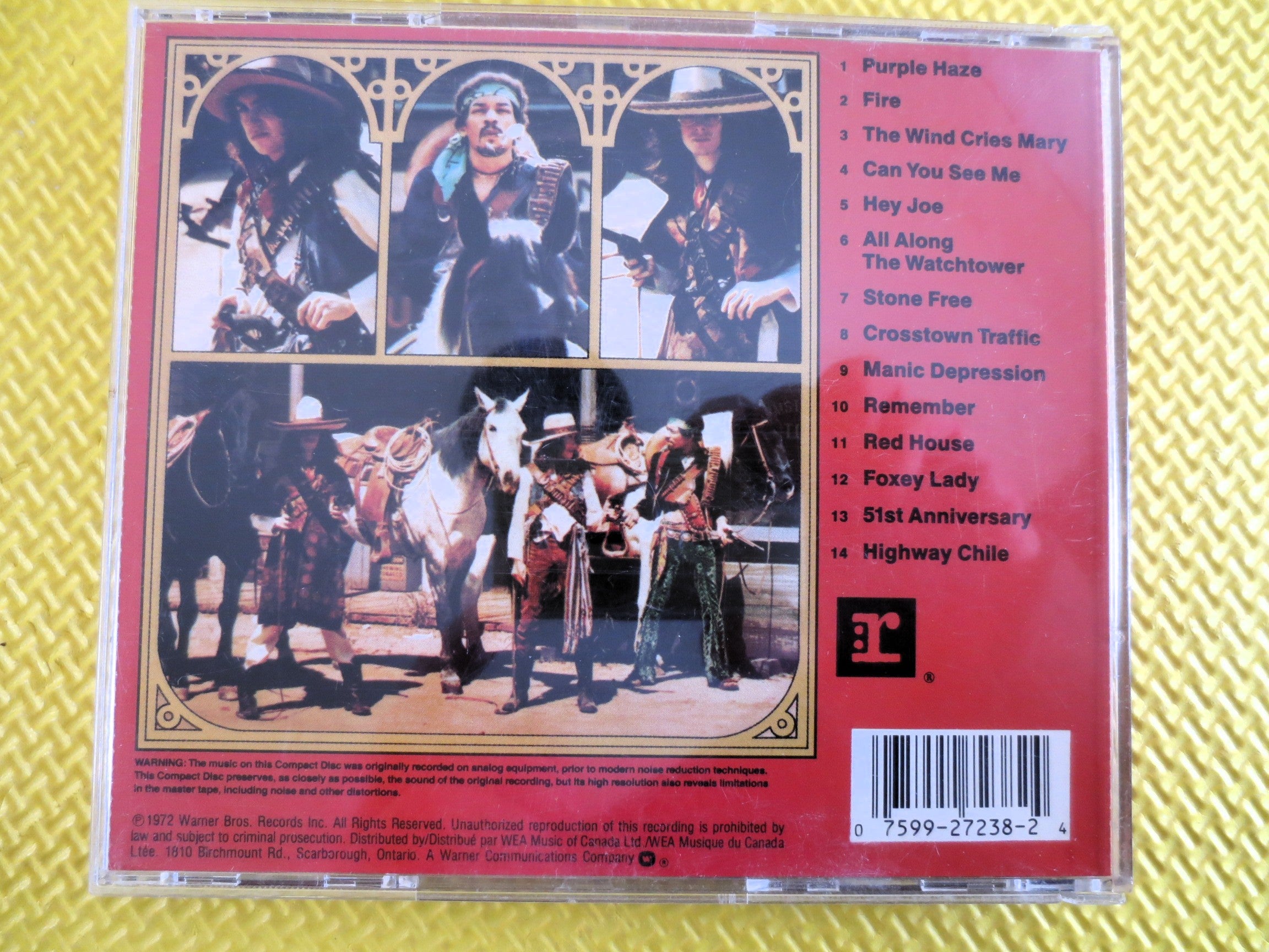 JIMI HENDRIX, Smash HITS, Rock Guitar, 1985 Compact Disc, Vintage Cd