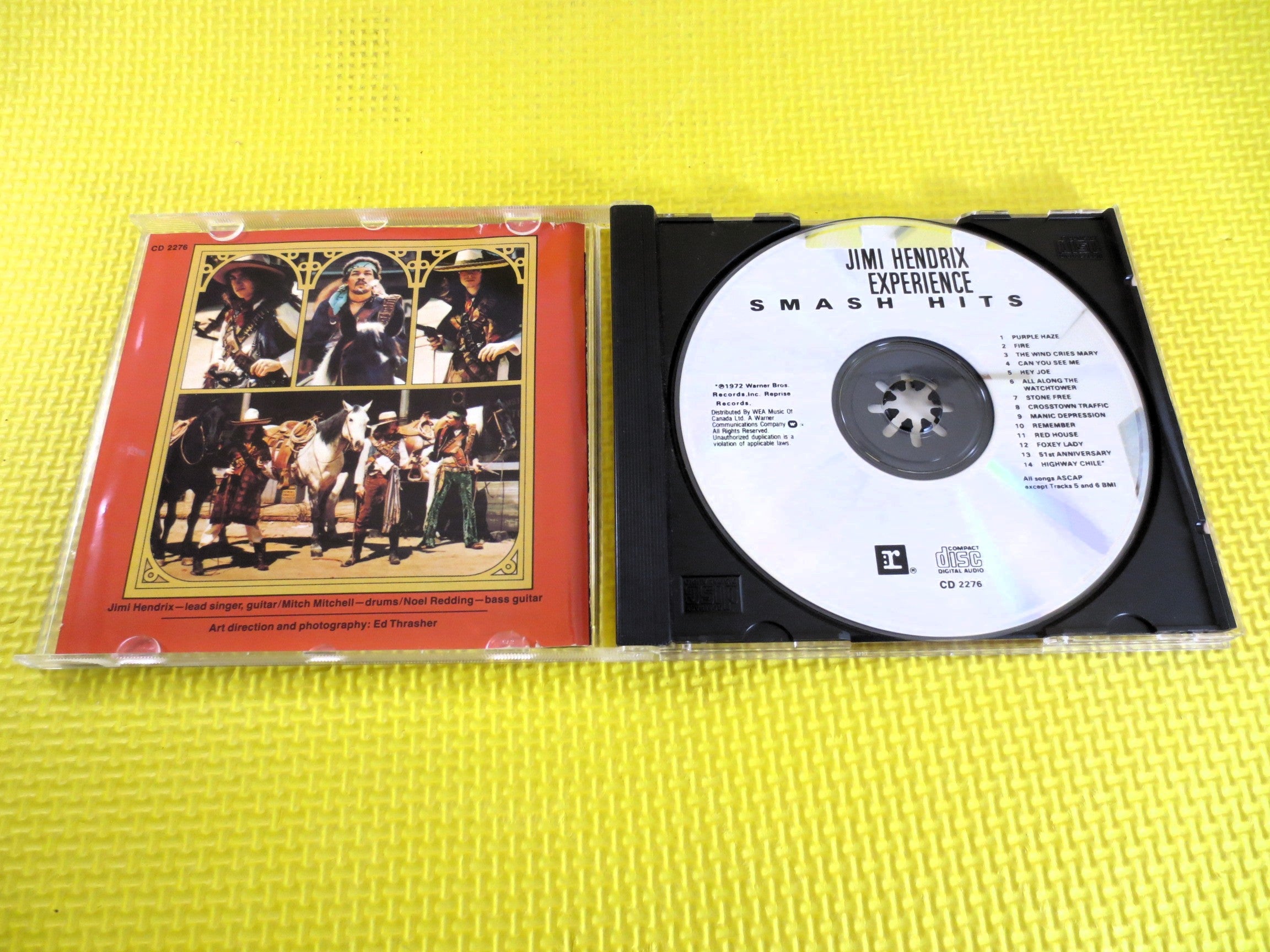 JIMI HENDRIX, Smash HITS, Rock Guitar, 1985 Compact Disc, Vintage Cd