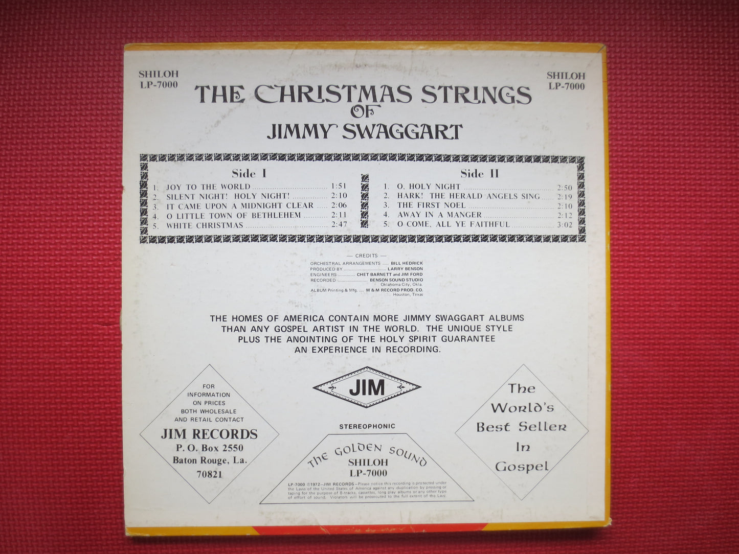 JIMMY SWAGGART, CHRISTMAS Strings, Jimmy Swaggart Album, Jimmy Swaggart Record, Christmas Lp, Gospel Record, 1972 Records