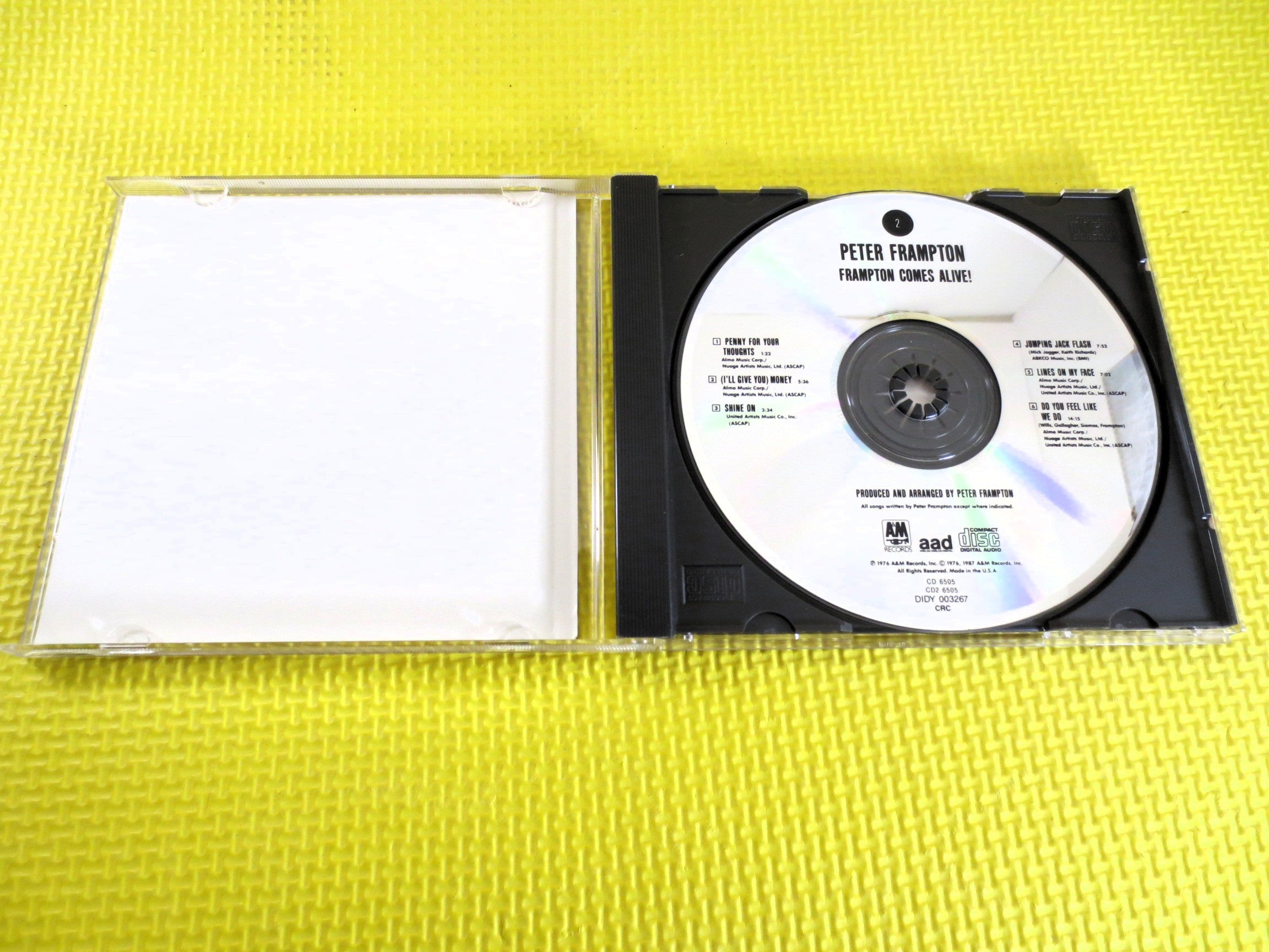 PETER FRAMPTON, FRAMPTON Comes Alive, 1985 Compact Disc, Vintage Cd