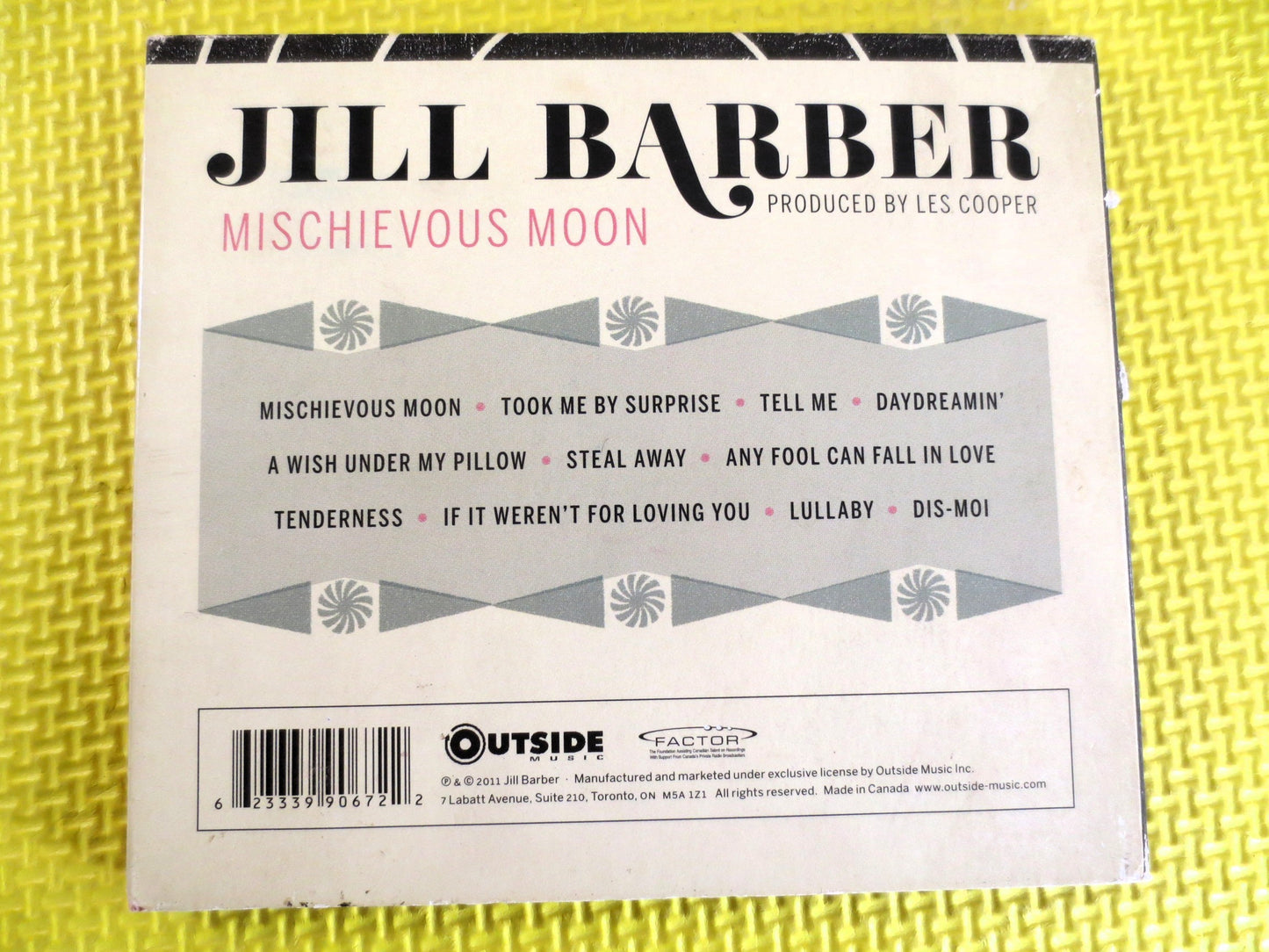 JILL BARBER, MISCHIEVOUS Moon, Jill Barber Cd, Lounge Music Cd, Jazz Music Cds, Jazz Cd, Jill Barber Album, 2011 Compact Disc