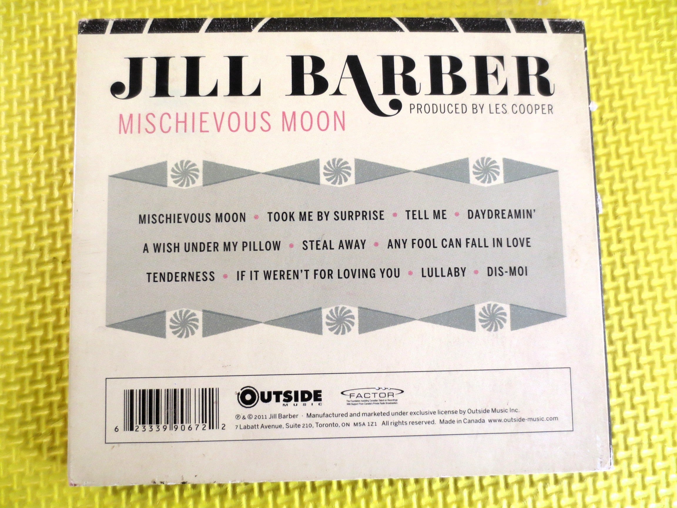 JILL BARBER, MISCHIEVOUS Moon, Jill Barber Cd, Lounge Music Cd, Jazz Music Cds, Jazz Cd, Jill Barber Album, 2011 Compact Disc