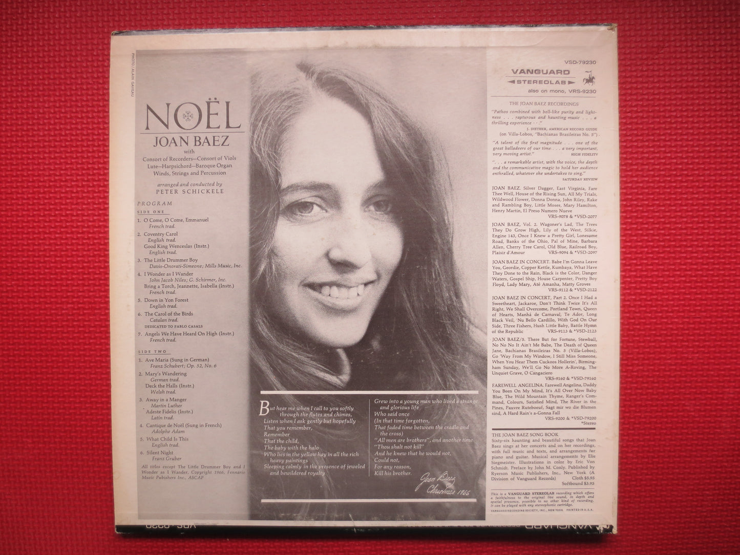 JOAN BAEZ, Noel, CHRISTMAS, Christmas Record, Folk Records, Folk Christmas, Joan Baez Christmas, Joan Baez Lp, 1966 Records
