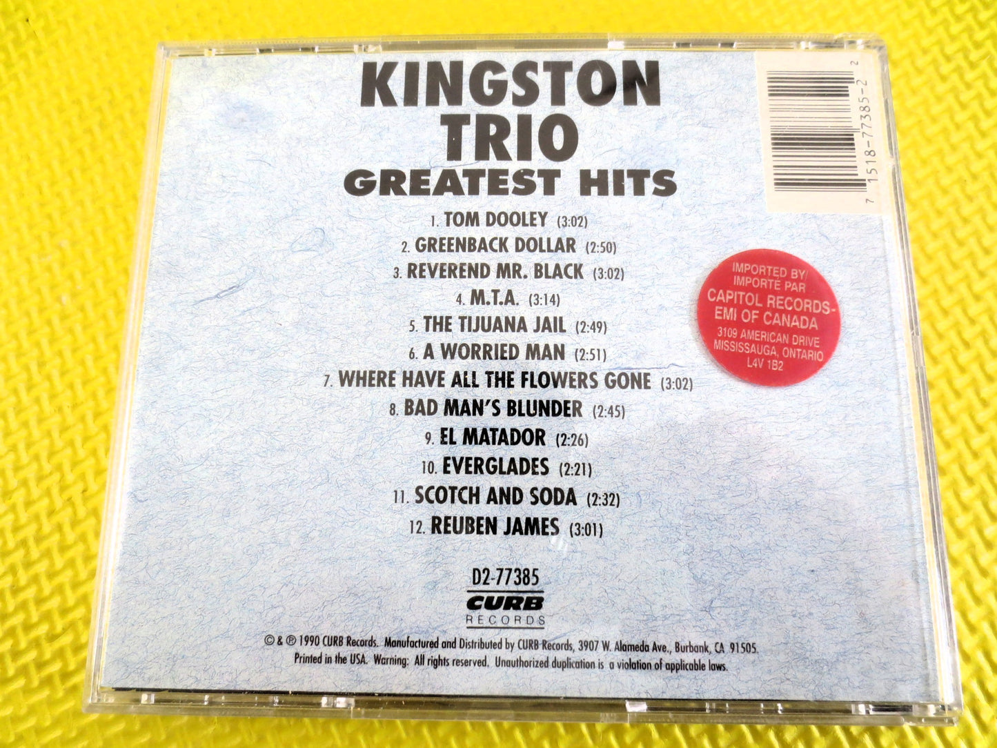 KINGSTON TRIO, GREATEST Hits, Kingston Trio Cd, Kingston Lp, Kingston Trio Albums, Kingston Trio Music, Cd, Vintage Cds, 1990 Compact Disc