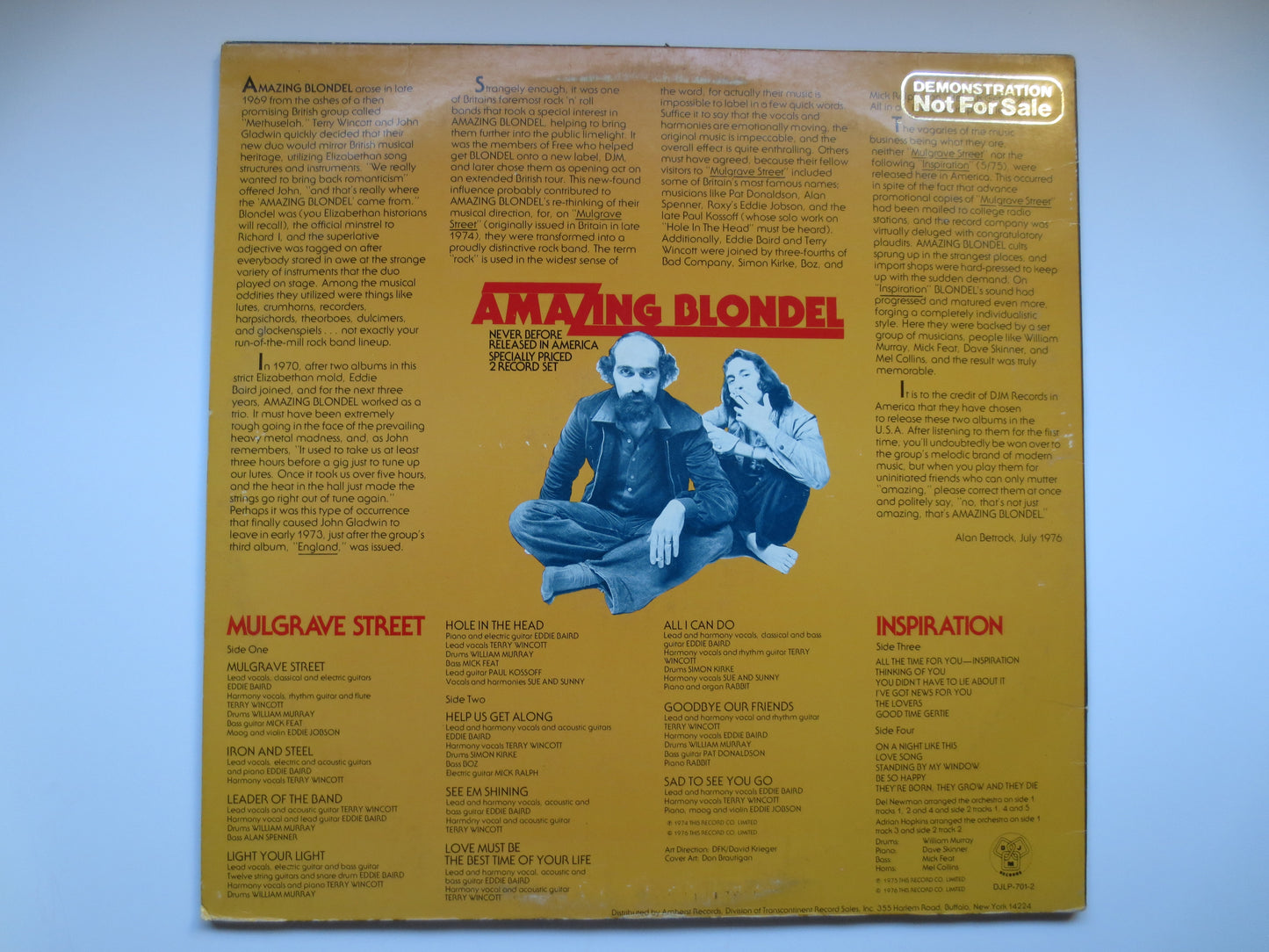 AMAZING BLONDEL, MULGRAVE Street, Amazing Blondel Lp, Folk Albums, Folk Rock Lp, Folk Records, Rock Albums, 1976 Records