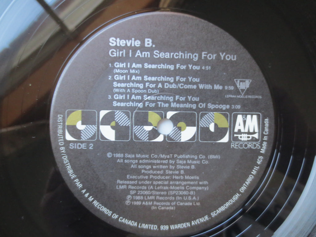 STEVIE B, GIRL I Am SEARCHING, Stevie B Album, Stevie B Record, Stevie B Music, Stevie B Vinyl, Stevie B Lp, 1989 Records