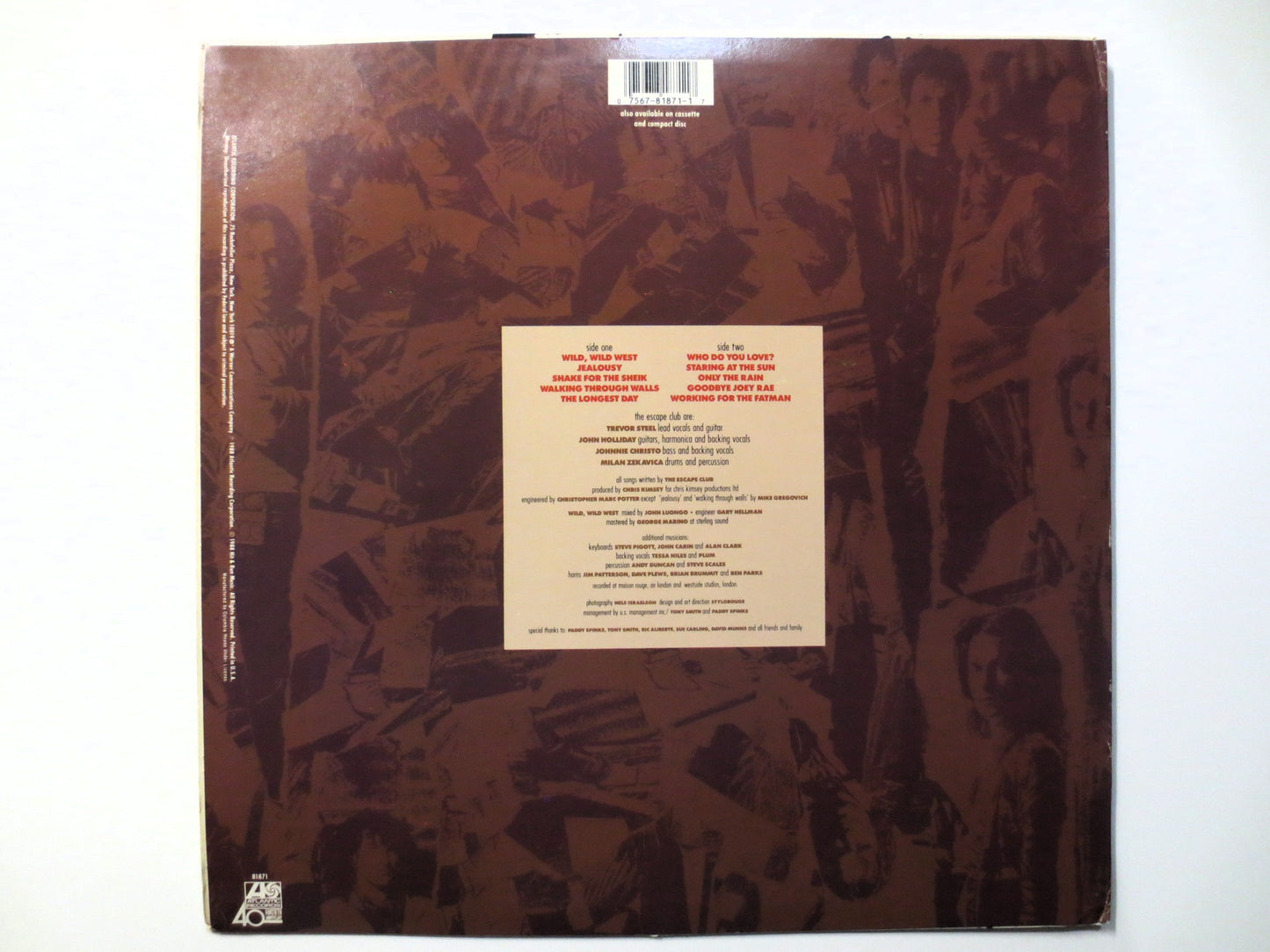 The ESCAPE CLUB, WILD Wild West, Pop Record, Escape Club Record, Escape Club Album, Escape Club Lp, Pop Music Record, Rock Lp, 1988 Records