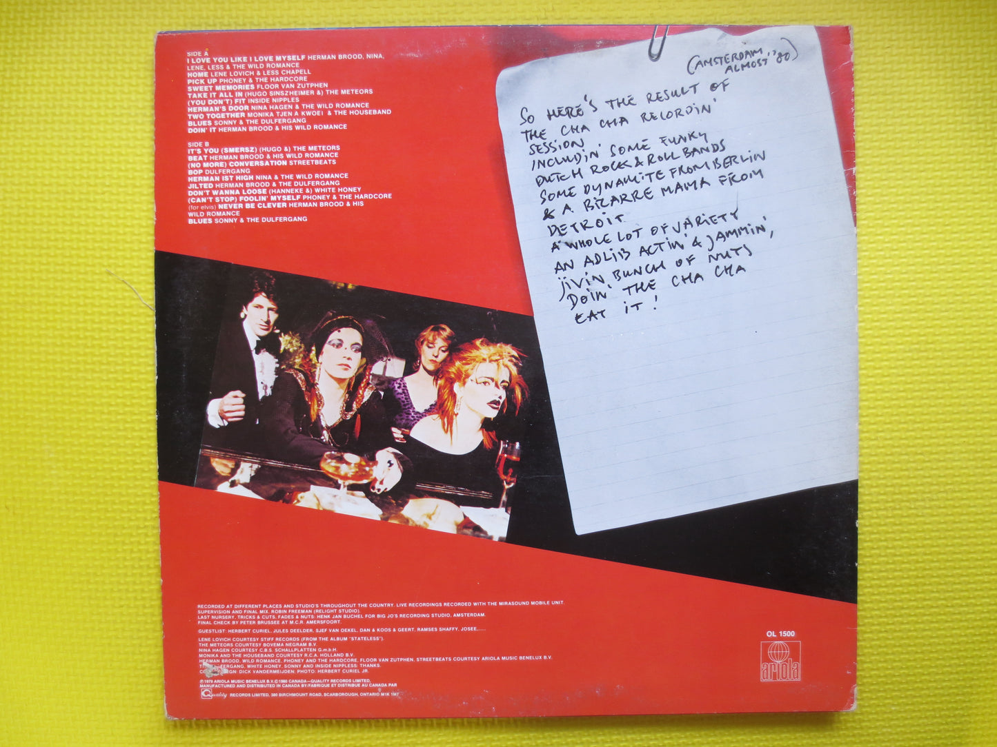 The SOUNDTRACK, CHA CHA, Herman Brood Record, Nina Hagen Record, Lene Lovich Record, New Wave Record, Rock Lp, 1980 Records