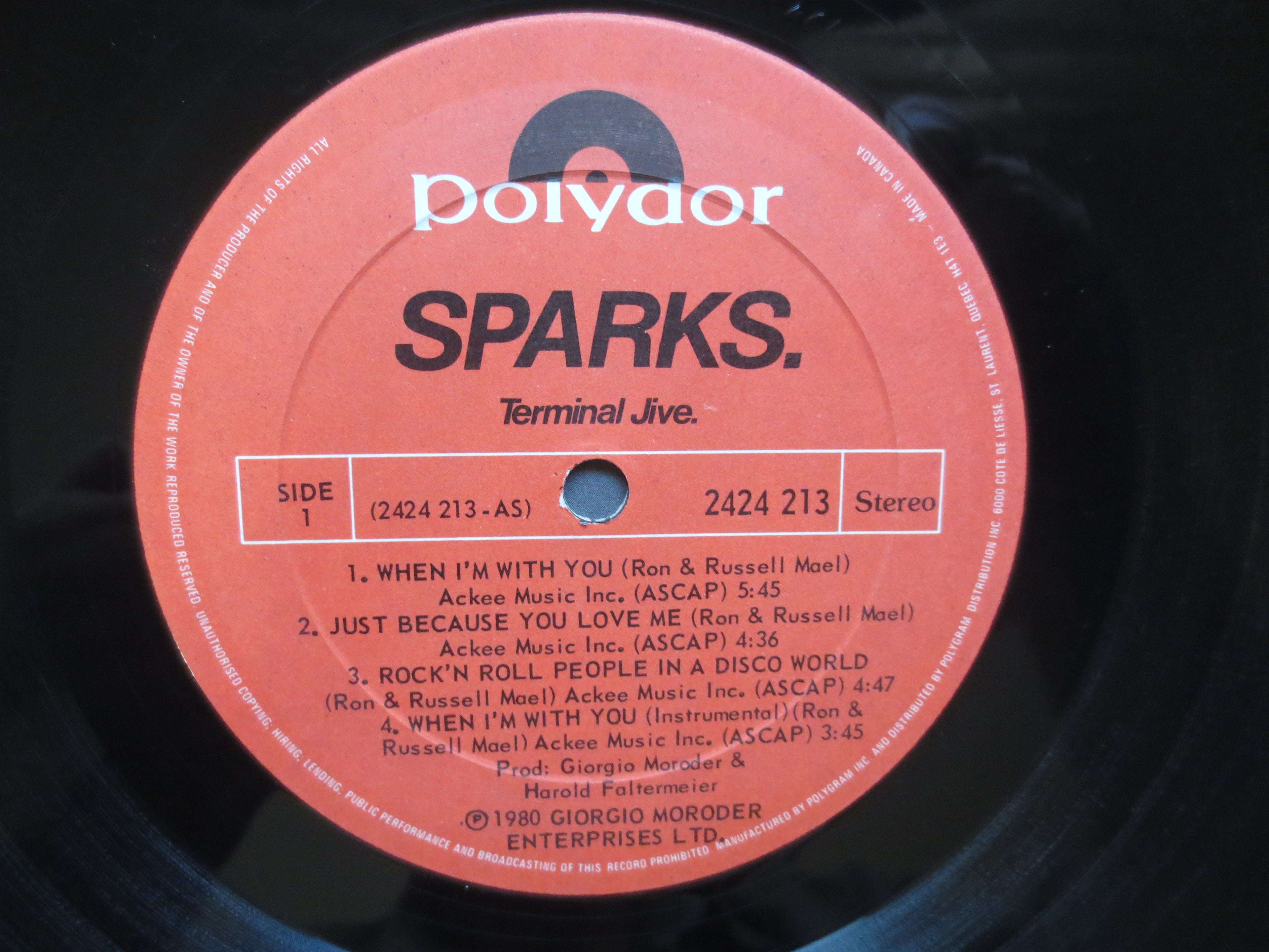 Sparks – Terminal Jive (1980) Vinyl LP