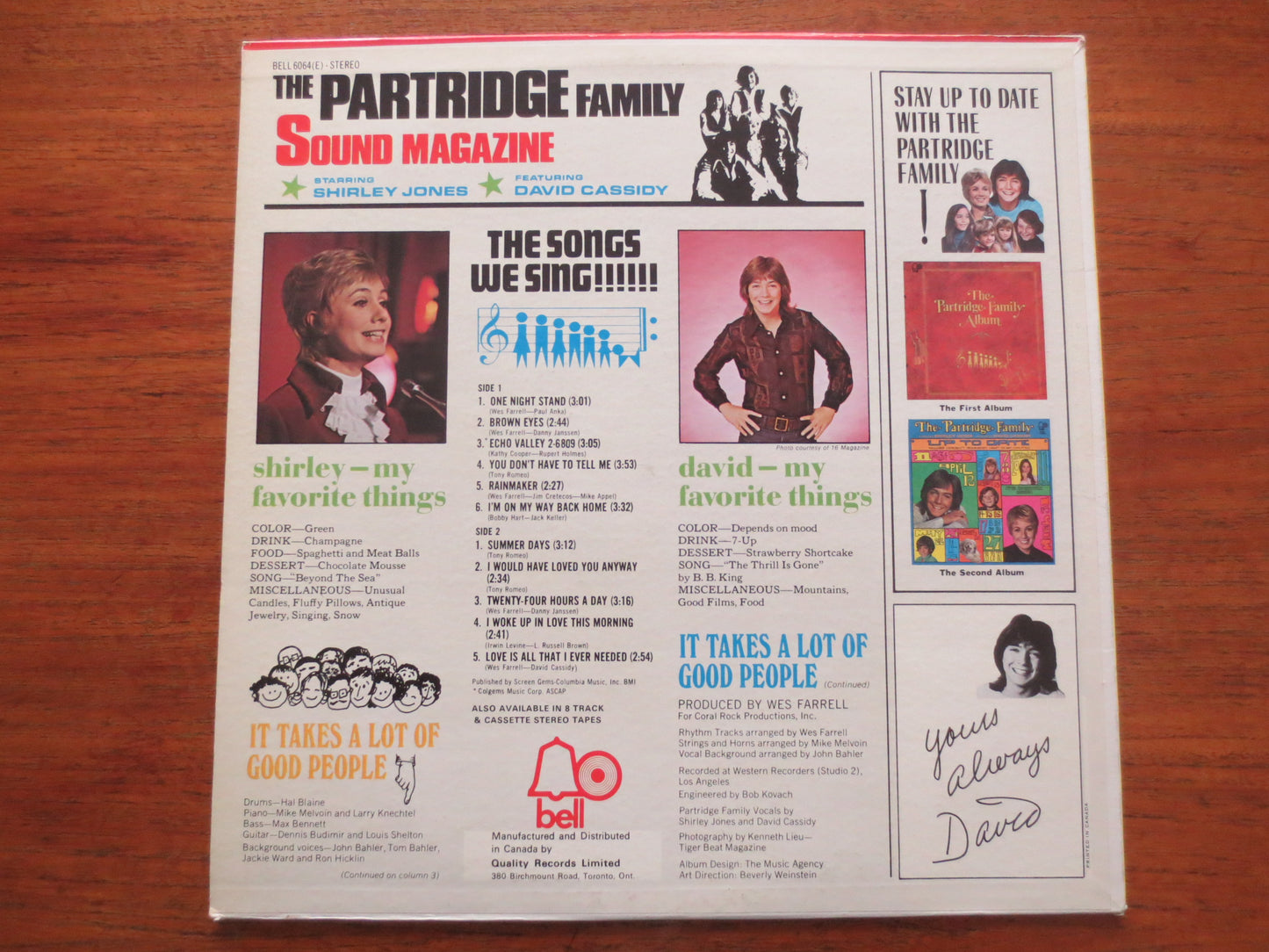 The PARTRIDGE FAMILY, SOUND Magazine, Pop Record, 1971 Records