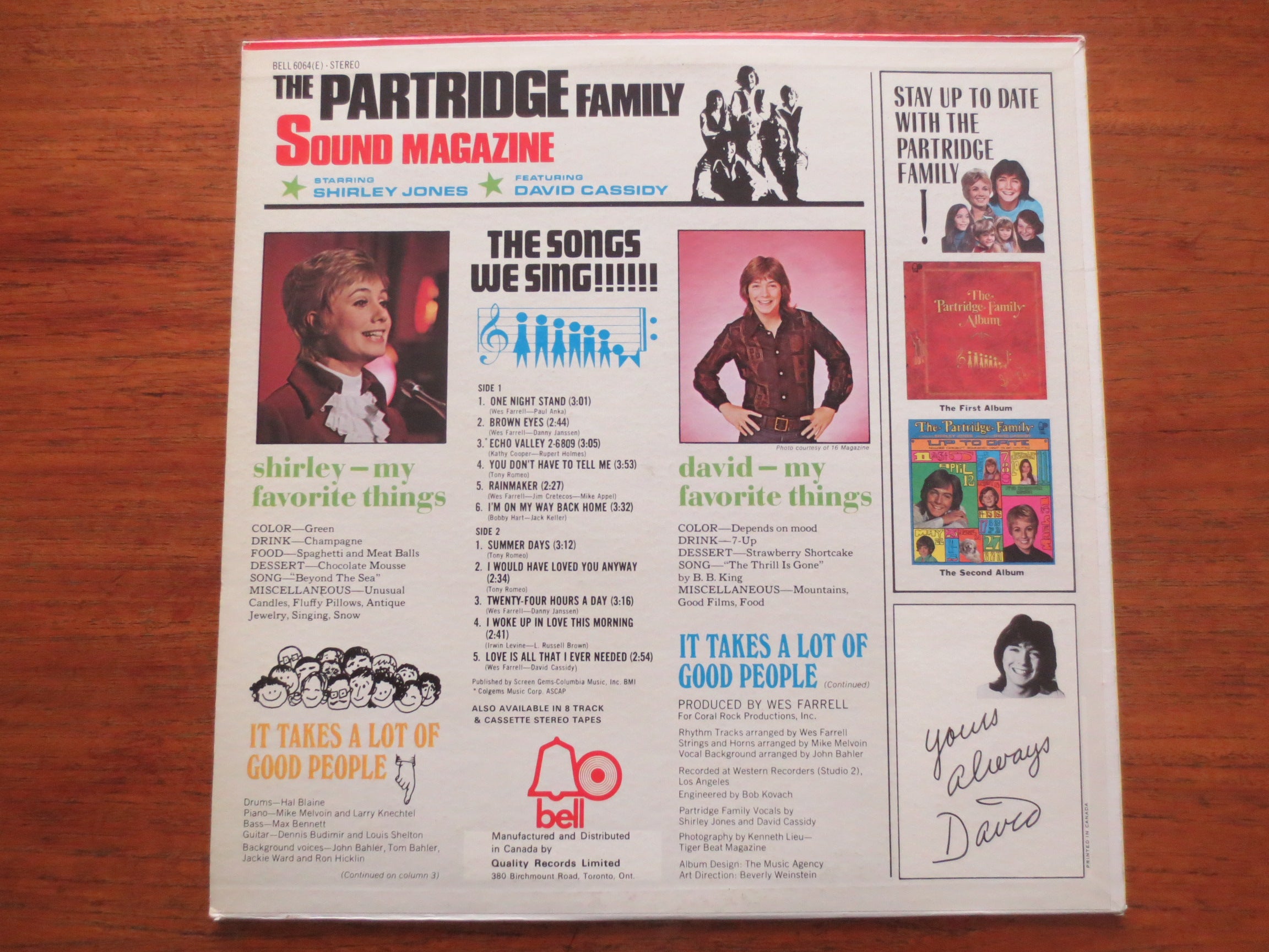 The PARTRIDGE FAMILY, SOUND Magazine, Vintage Album, 1971 Record, Vinyl Lp