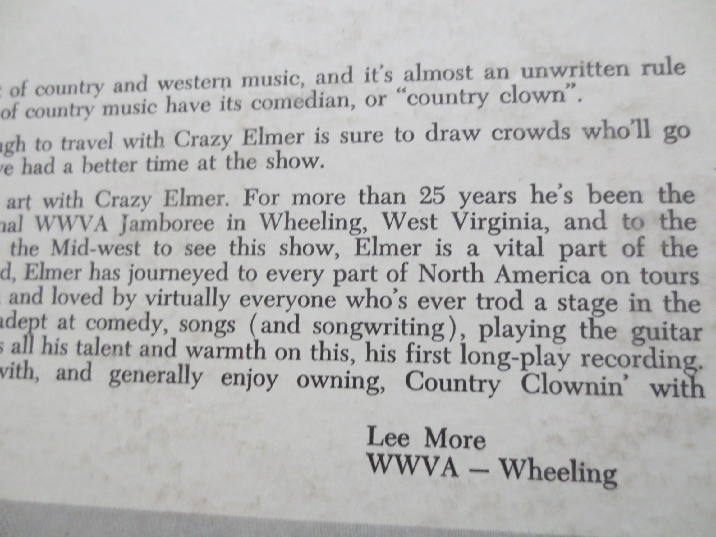 Crazy Elmer – Country Clownin' (1961) Vinyl LP