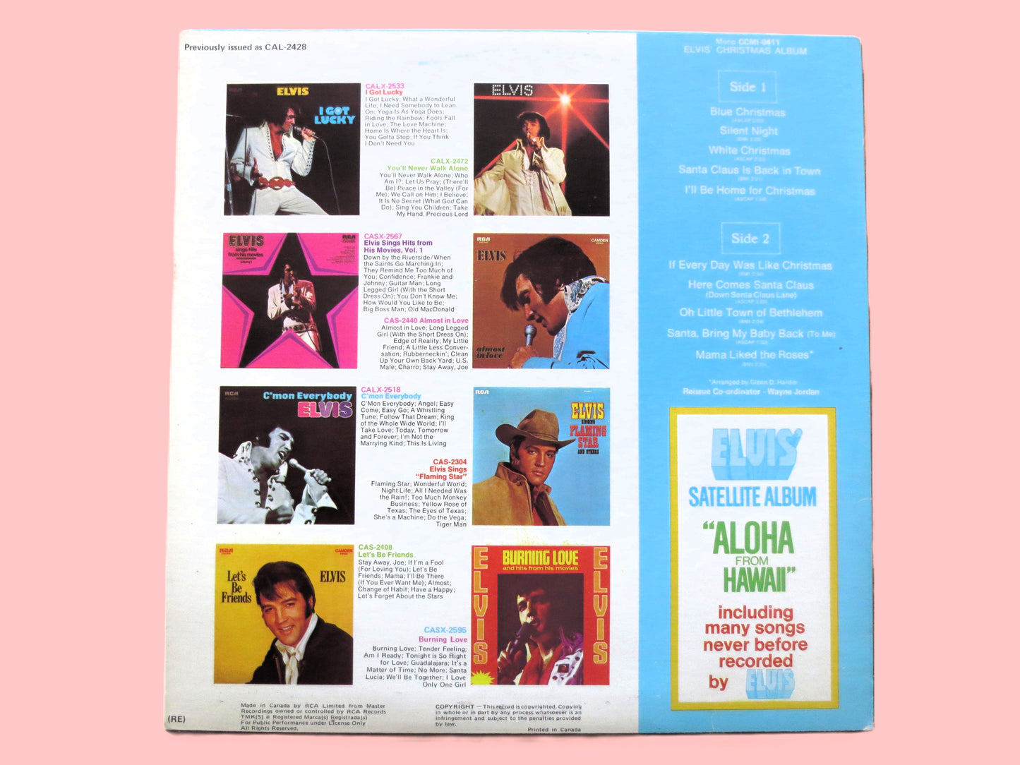 ELVIS PRESLEY CHRISTMAS Album featuring “Blue Christmas” 1970s Records.