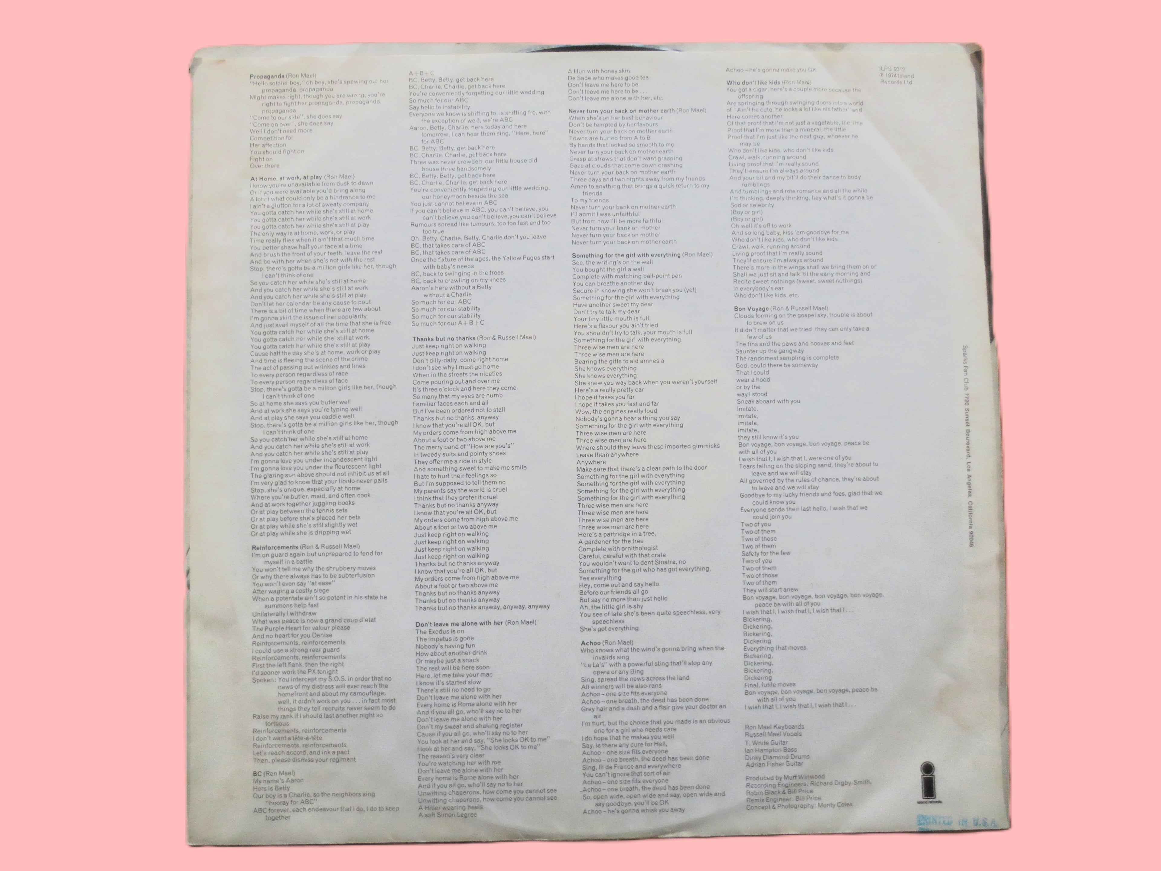 Sparks – Propaganda (1974) Vinyl LP